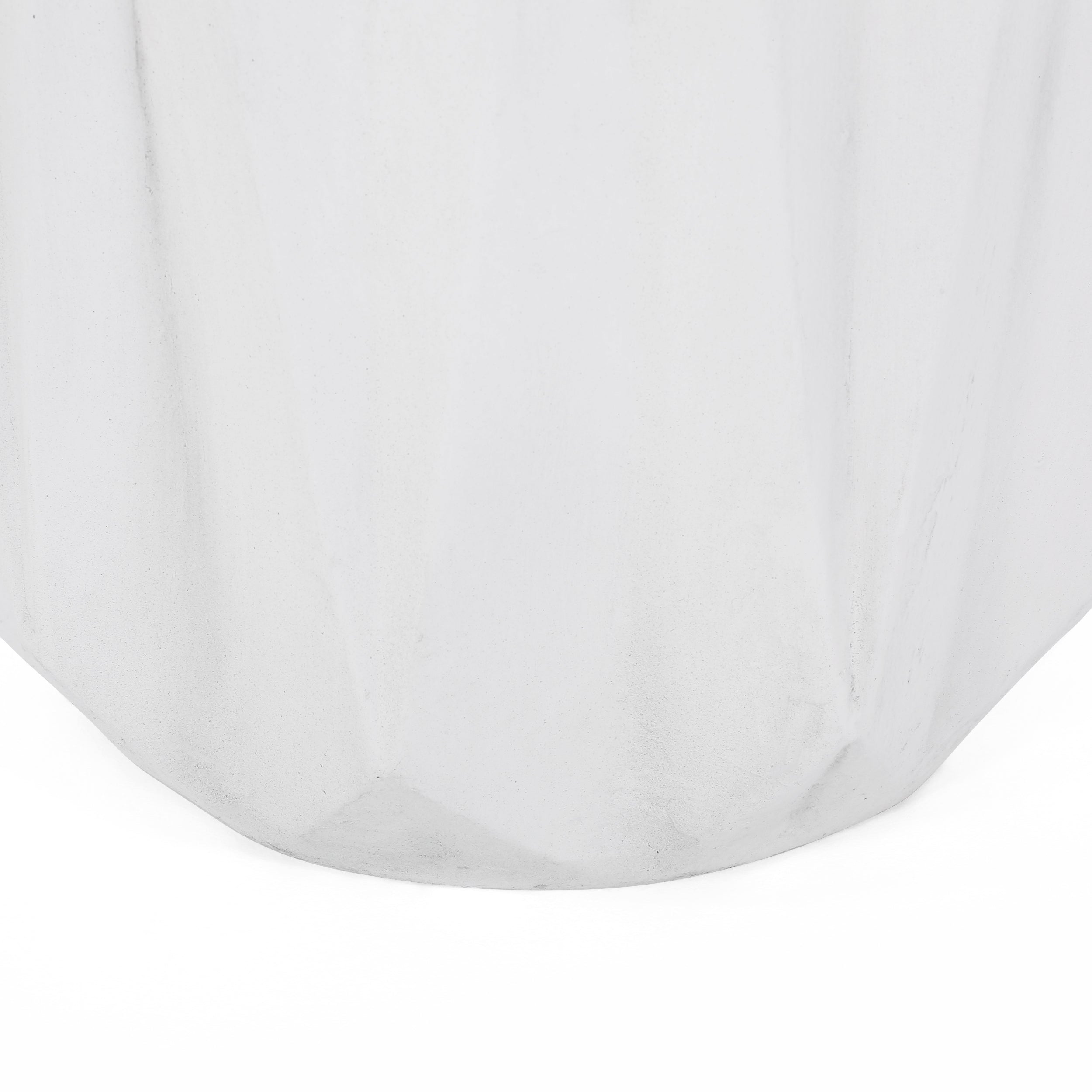 Modern Outdoor Lightweight Concrete Side Table with Geometric Design in Antique White