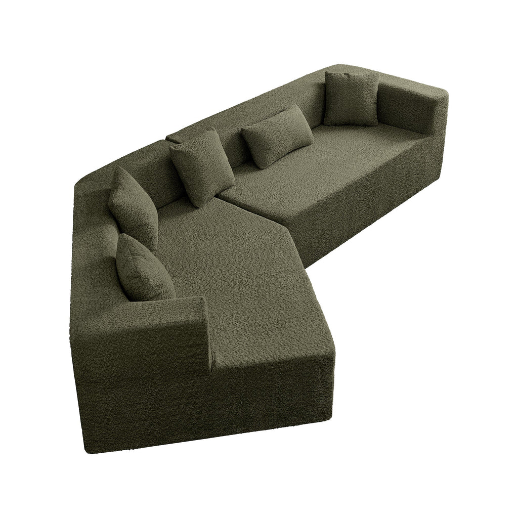 127.5'' Modern Minimalist Sectional Cloud Couch With Deep Seat,No Assembly Required