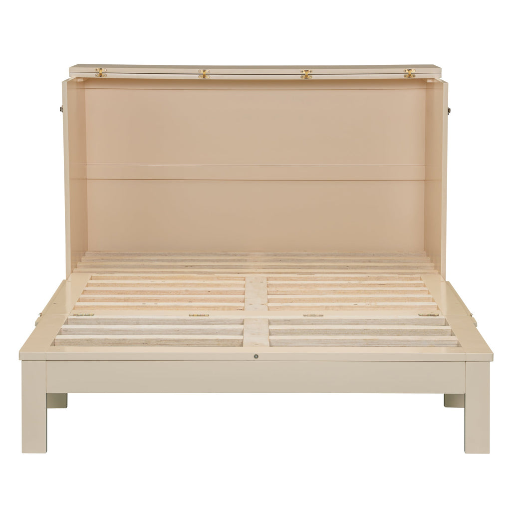 Full Size Murphy Bed with Large Drawers, Gold