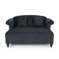 Upholstered Chaise Lounge with Scroll Arms, Turned Legs and 2 Pillows, Charcoal