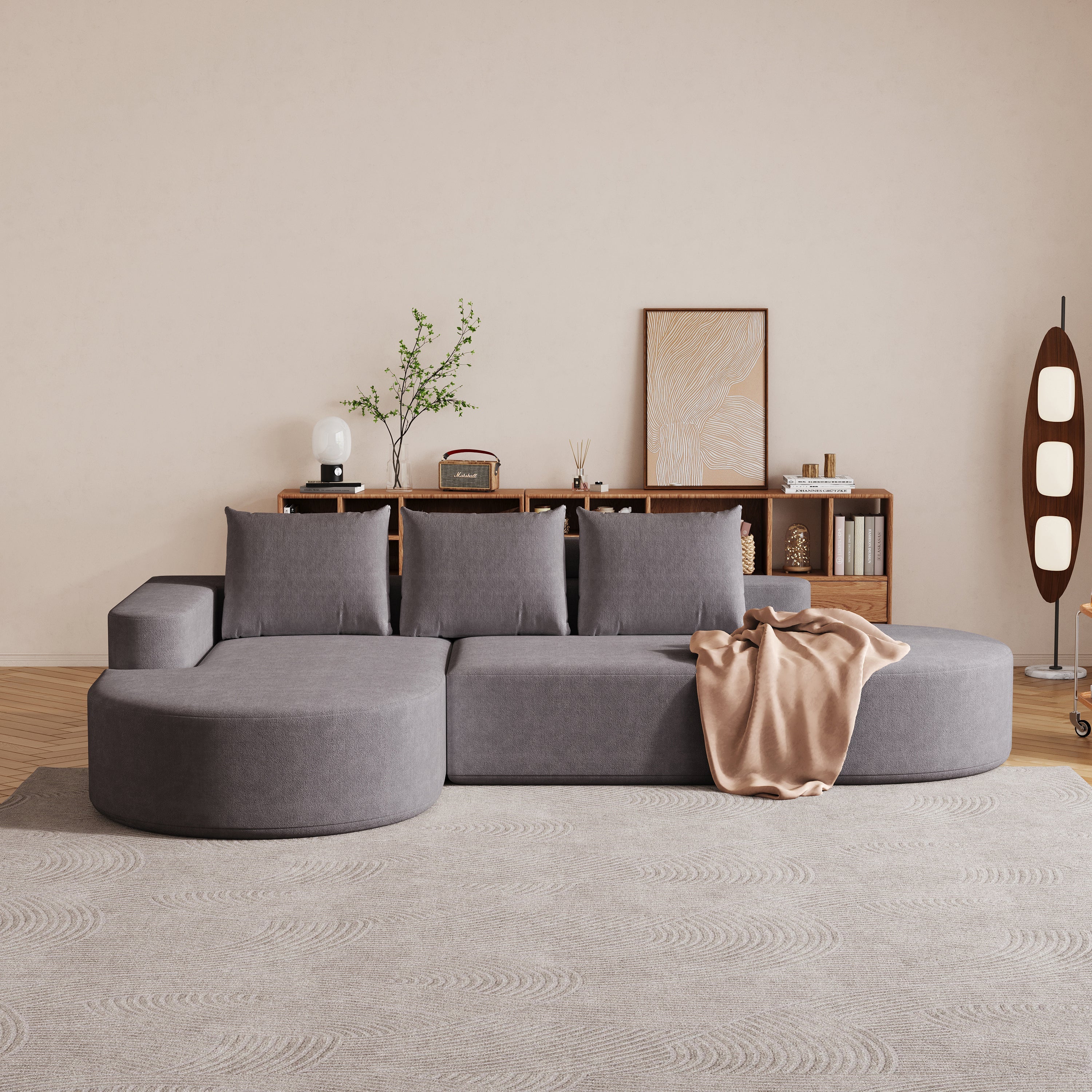 Modern Curved sofa ,Chenille Upholstered Sectional Sofa Couch Set,Modular 108.5' L Shaped Sectional Living Room Sofa Set With 3 Pillows,Free Combination Sofa Couch for Living Room,Bedroom