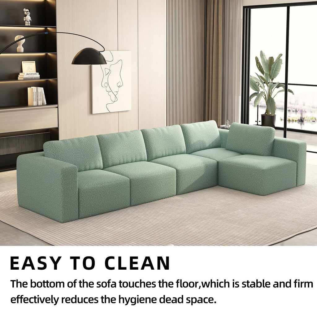 104.32*70.86 Modular Sectional Sofa Sleeper Couch, Sectional Sofa with Chaise and Ottoman, Convertible U Shaped Modular Sofa Set. Compressed spon, Light Green (Combo 3A+2B)
