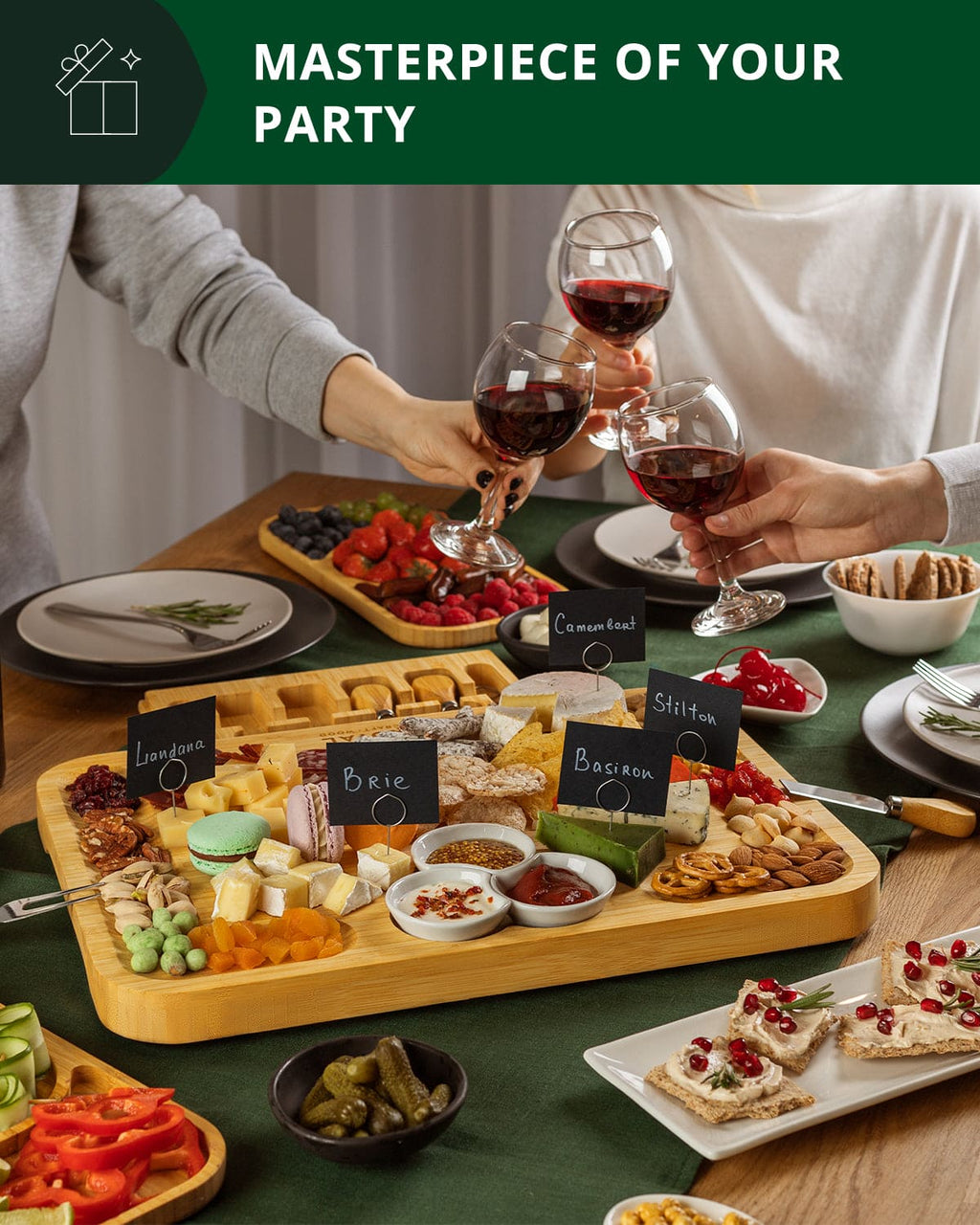 Cheese Board Set with Side Trays