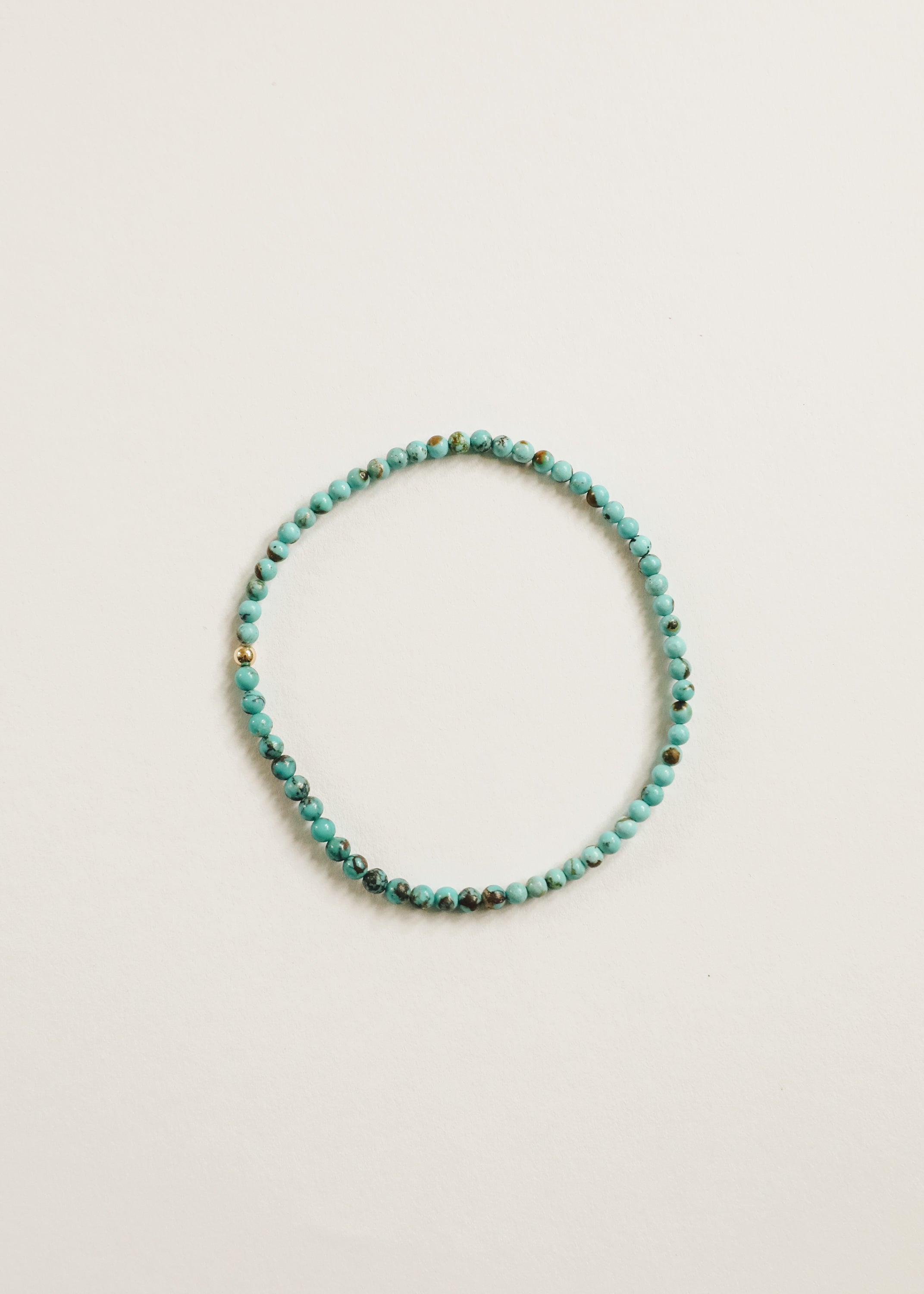 Natural Turquoise + 14K Gold Filled || Beaded Stretch Bracelet