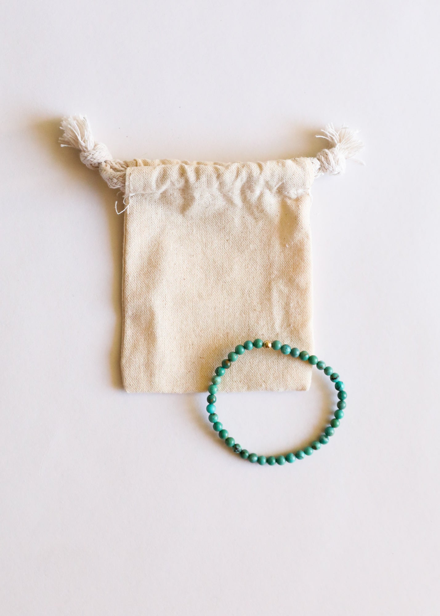 Natural Turquoise + 14K Gold Filled || Beaded Stretch Bracelet