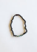 Raw Black Baltic Amber + Turquoise Jasper Necklace