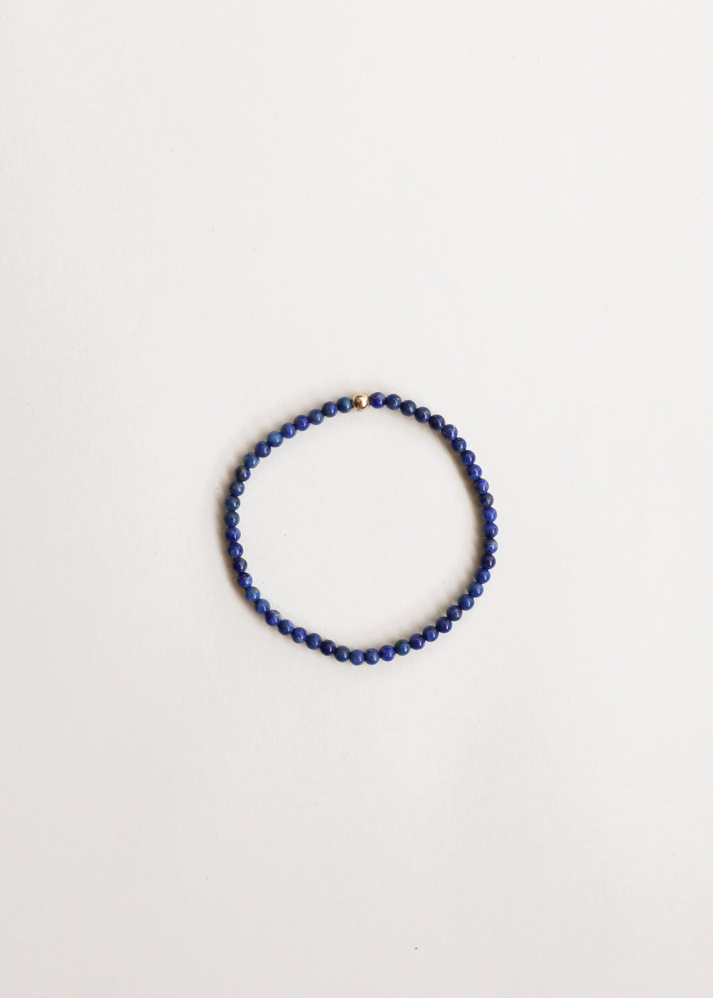Lapis Lazuli + 14K Gold Filled Beaded Stretch Bracelet