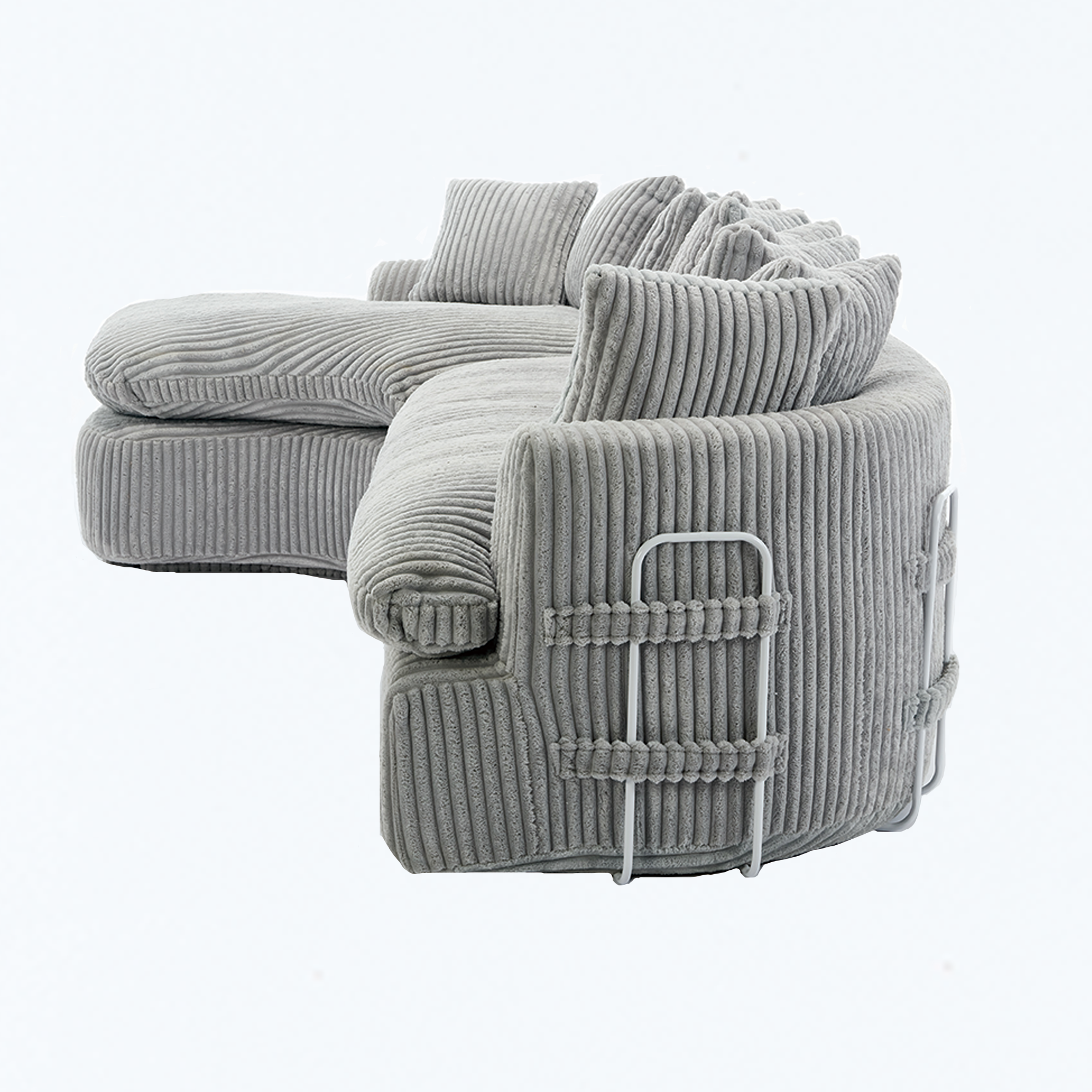 127''  Large Sectional Sofa ,Elegant Curved Design ,High-Resilience Foam ,Ten Back Cushions,L-Shape Left Sofa,No Assembly  Required , (Gray-Soft Corduroy Fabric)