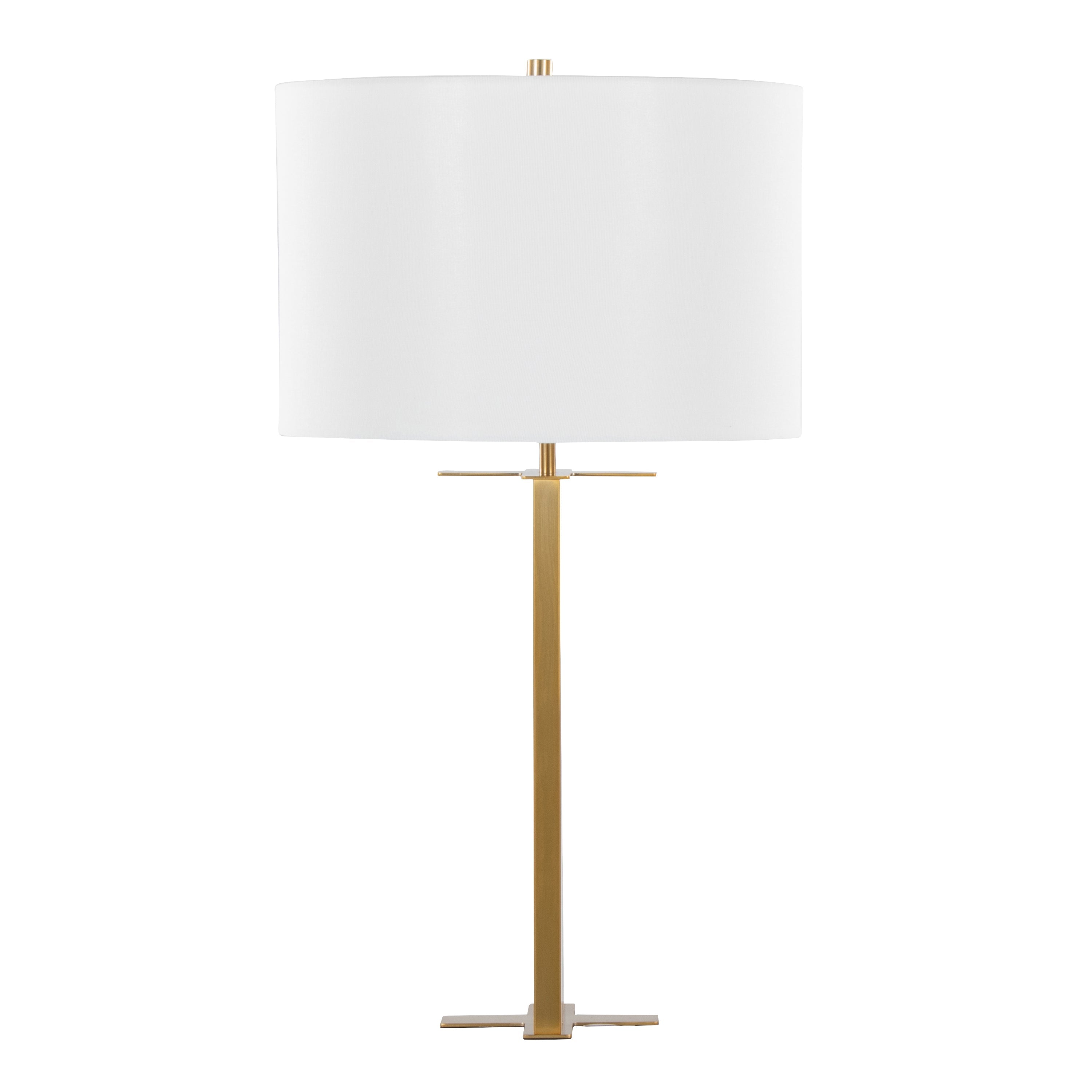 Cosmo 28' Glam Metal Table Lamp in Antique Brass and White Linen by LumiSource