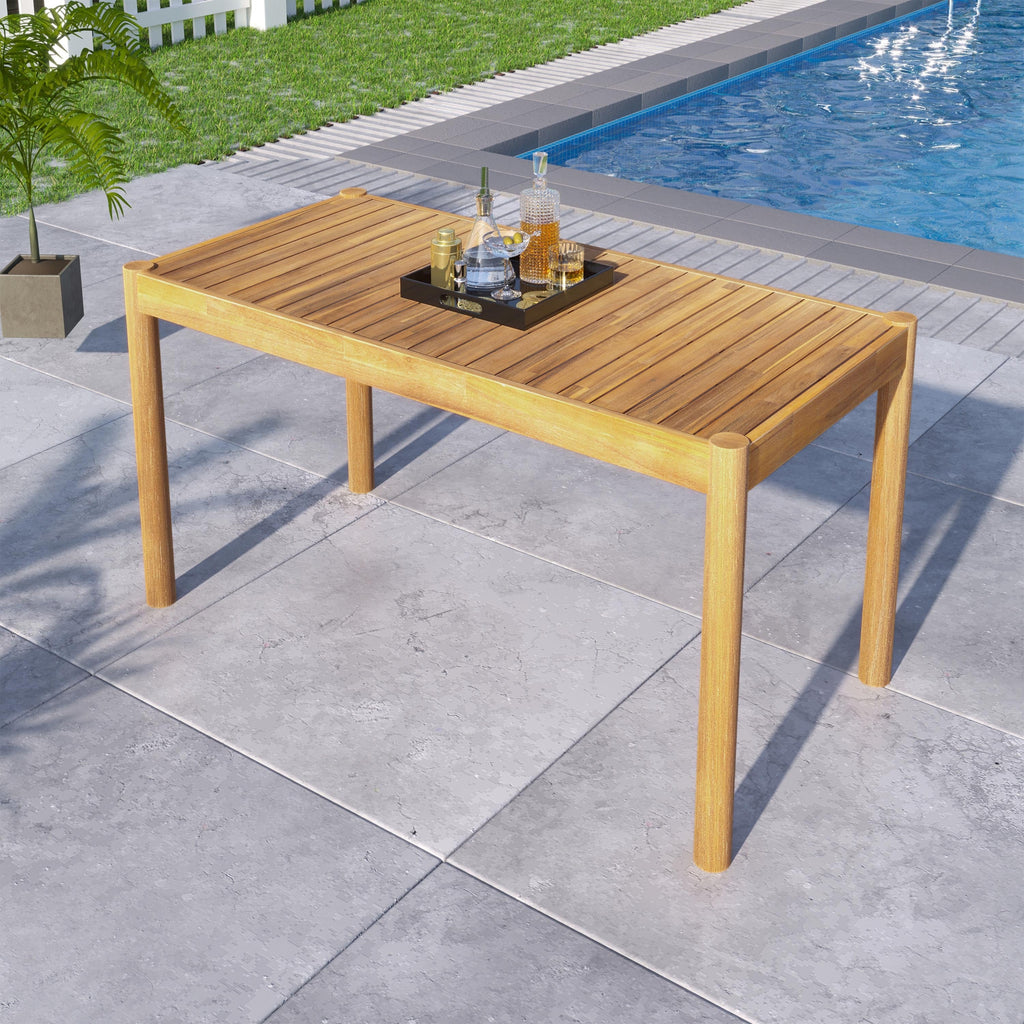 Classic Patio Dining Table, Acacia Wood, Light Teak Finish