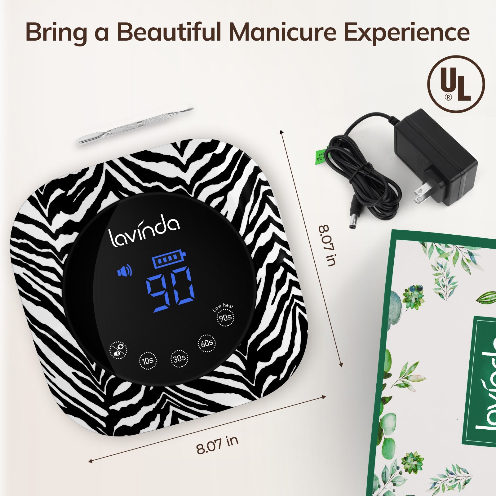 Crown™ Nail Lamp - Zebra Print - 54W Rechargeable UV/LED