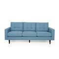 Jenny Contemporary Tufted Fabric 3-Seater Sofa, Blue, Rubberwood Frame, 82.75' Length