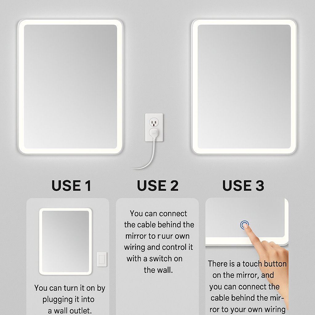 LED Bathroom Mirror – Vertical Lighted Vanity Mirror, Modern Wall Mirror with Dual LED Strips