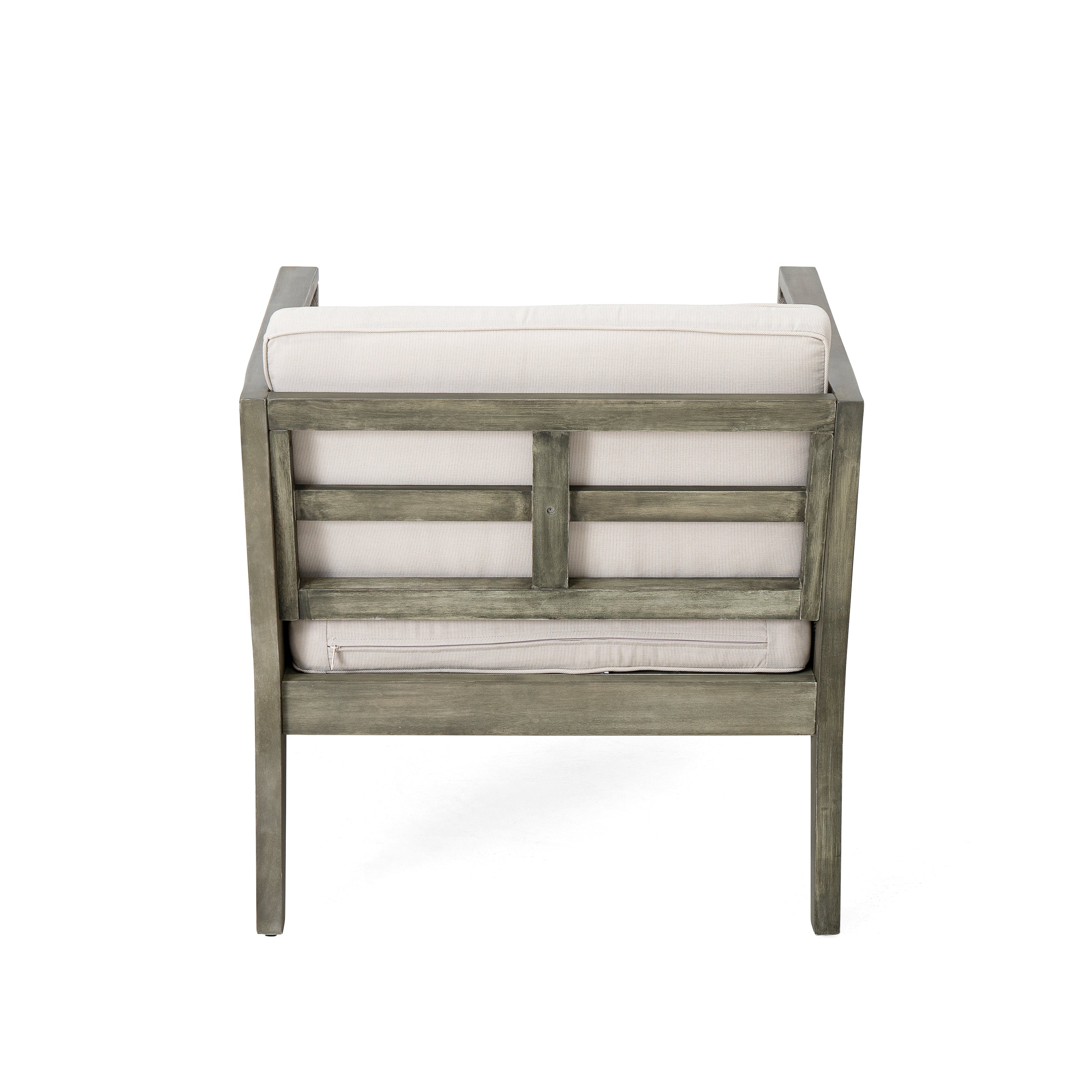 4-Pieces Acacia Wood Patio Furniture Set, Outdoor Furniture with Coffee Table, Patio Conversation Set Deep Seating with Soft Cushion, Porch Chairs for Garden, Backyard Porch Balcony, Grey & Beige