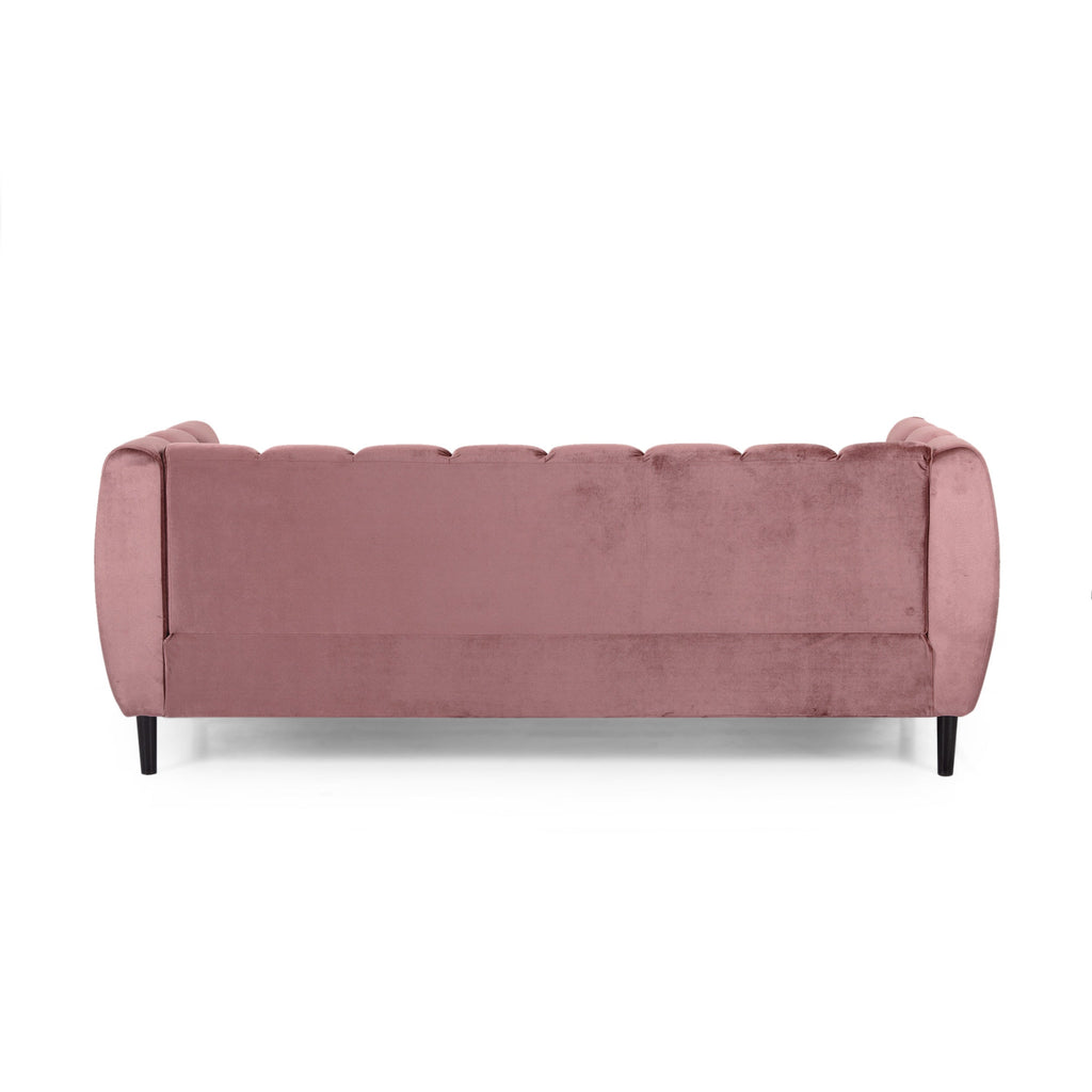 Miranda Velvet 3-Seater Sofa with Modern Glam Style and Blush Color