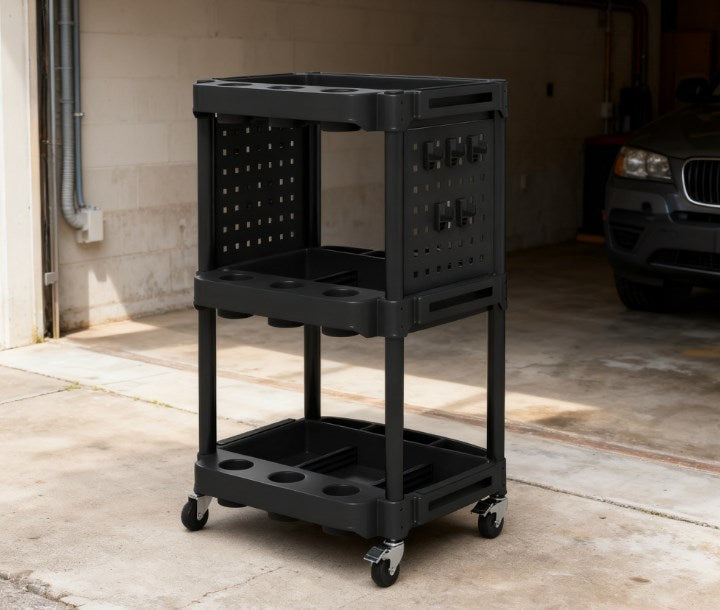 Rolling Tool Cart, Capacity Plastic Utility Cart,with Side Shelves,for Garage, Workshop