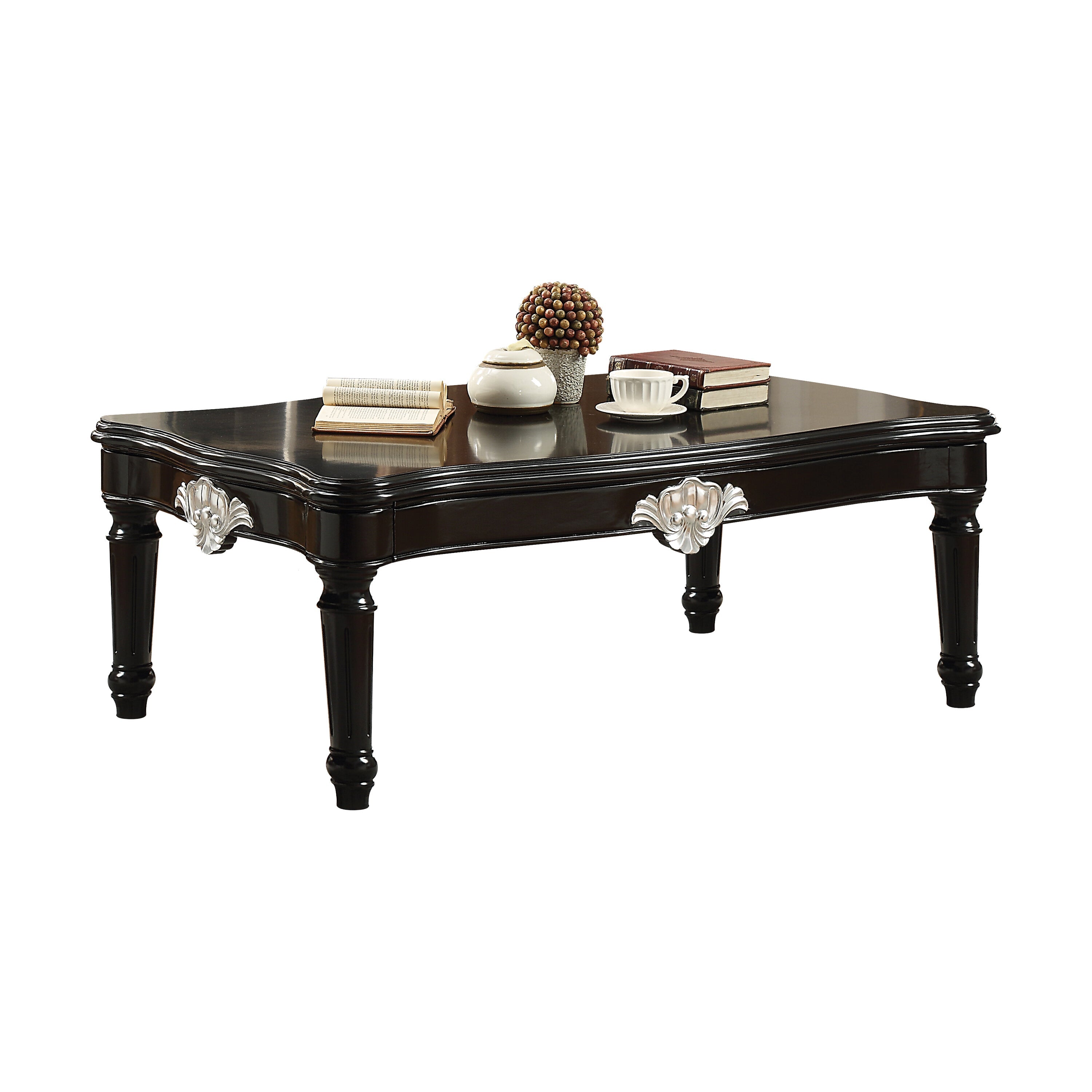 Black Coffee Table with Turned Legs
