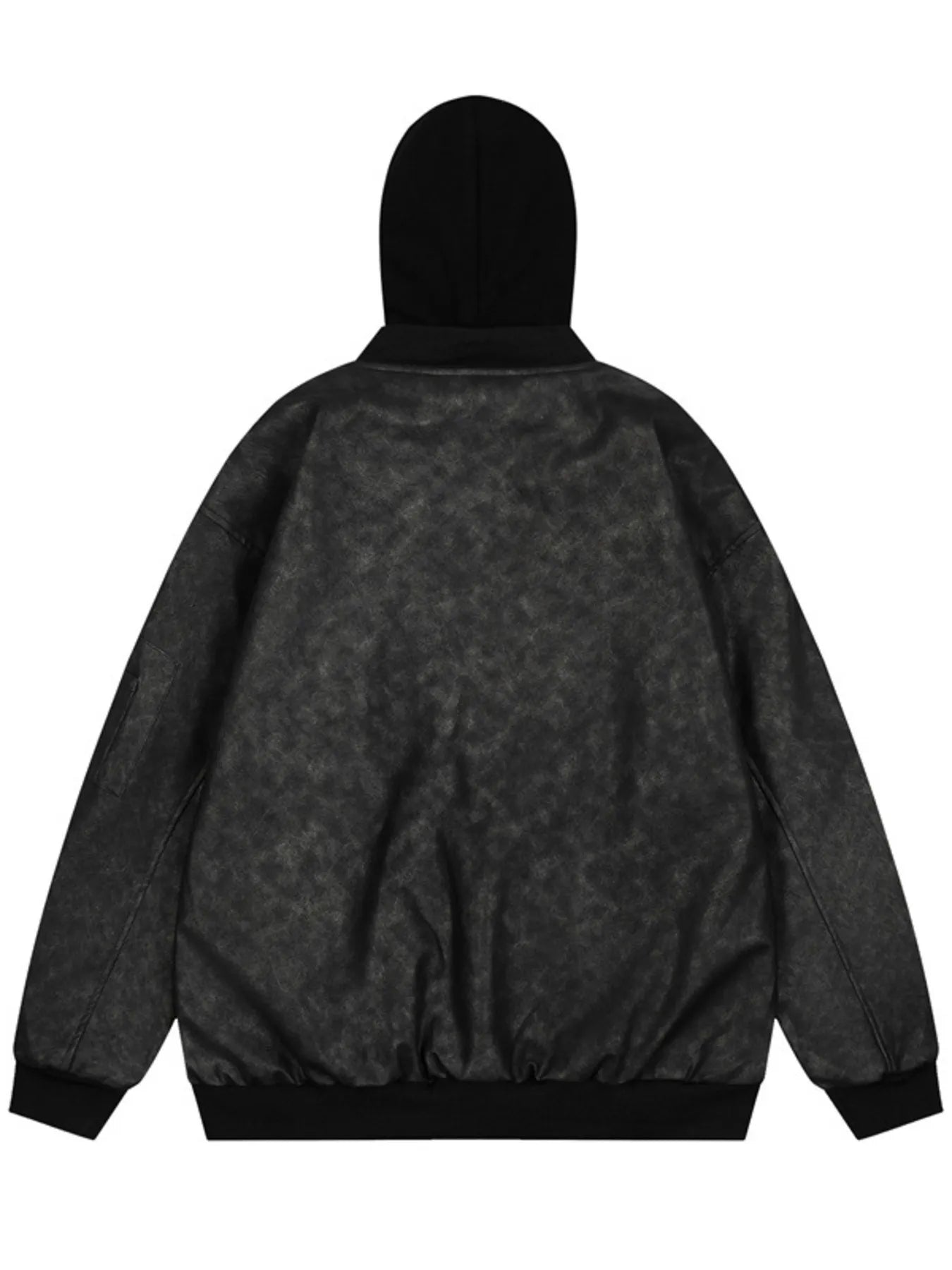 Drawstring Washed Zip Up Hooded Jacket