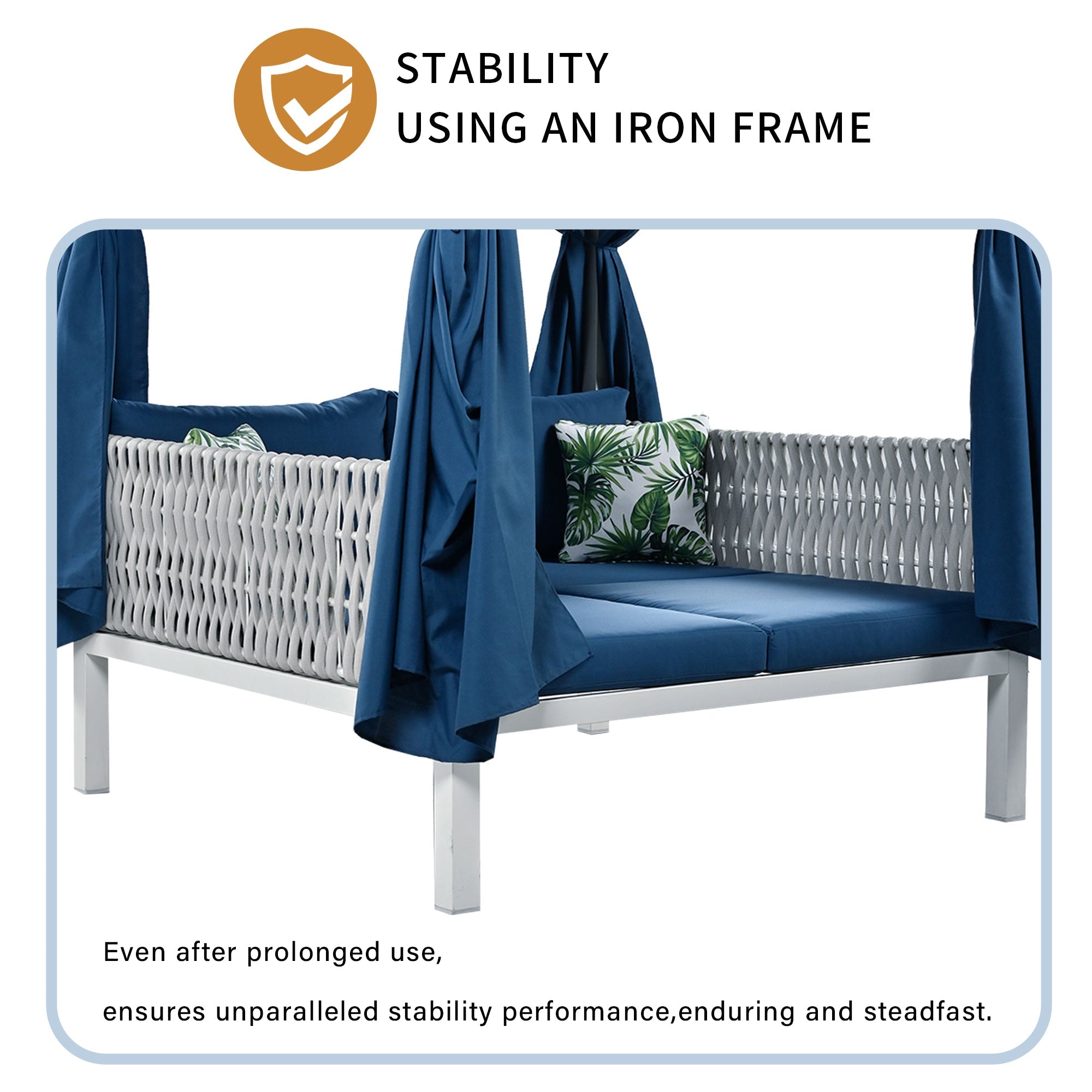 U_Style  Outdoor Patio Sunbed with Curtains, High Comfort, Suitable for Multiple Scenarios