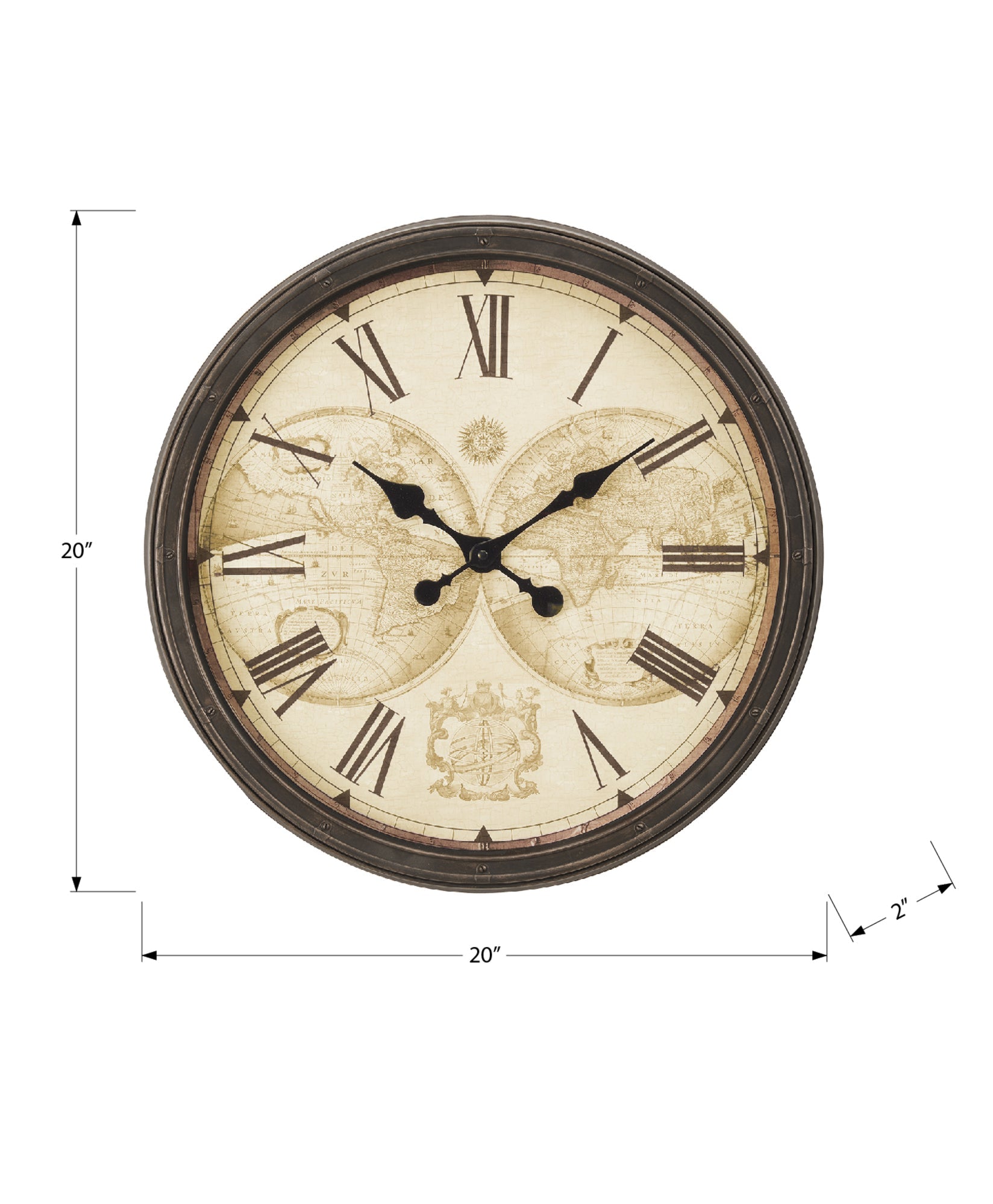 Clocks, 20' Round, Wall Clock, Antique Brown, Transitional