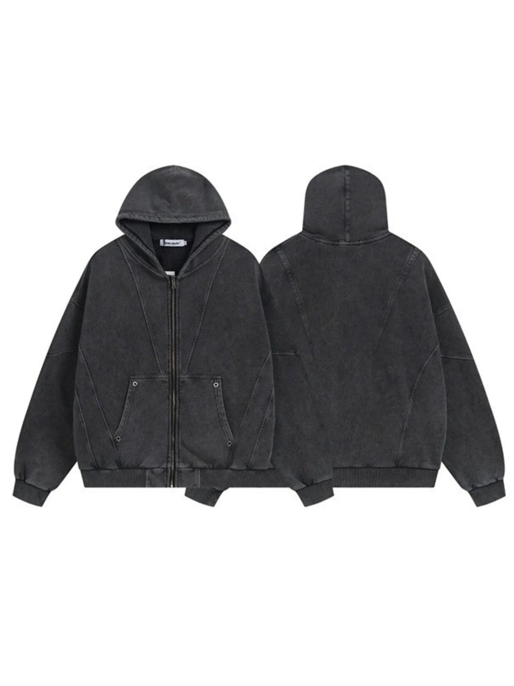 Washed Zip Up Long Sleeve Hooded Jacket