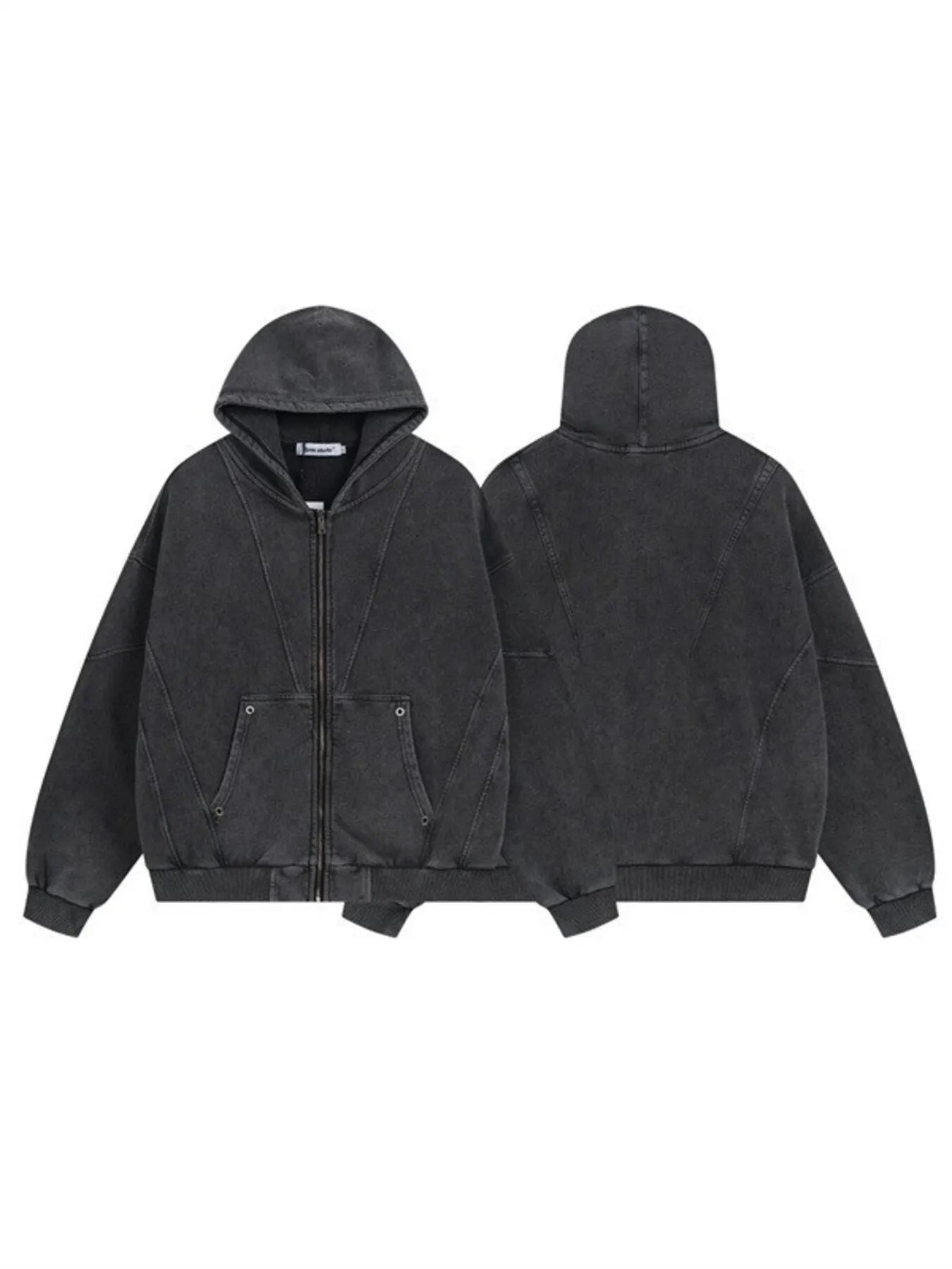Washed Zip Up Long Sleeve Hooded Jacket