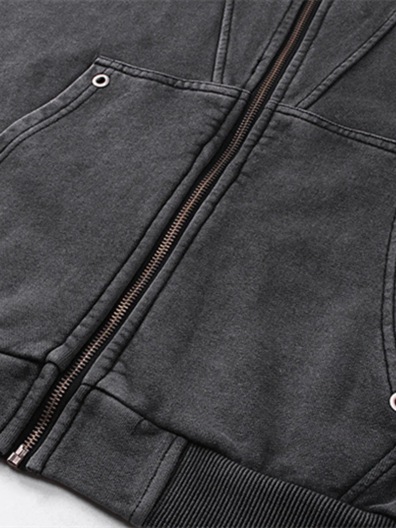 Washed Zip Up Long Sleeve Hooded Jacket