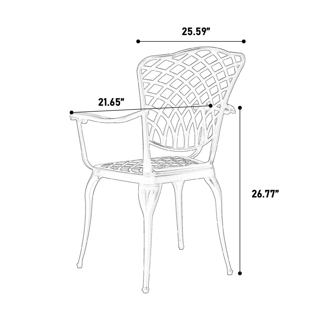 3 Piece Patio Bistro Set Cast Aluminum Bistro Table and Chairs Set of 2 with Umbrella Hole,All Weather Metal Bistro Table Set,Outdoor Patio Furniture Set for Garden Black
