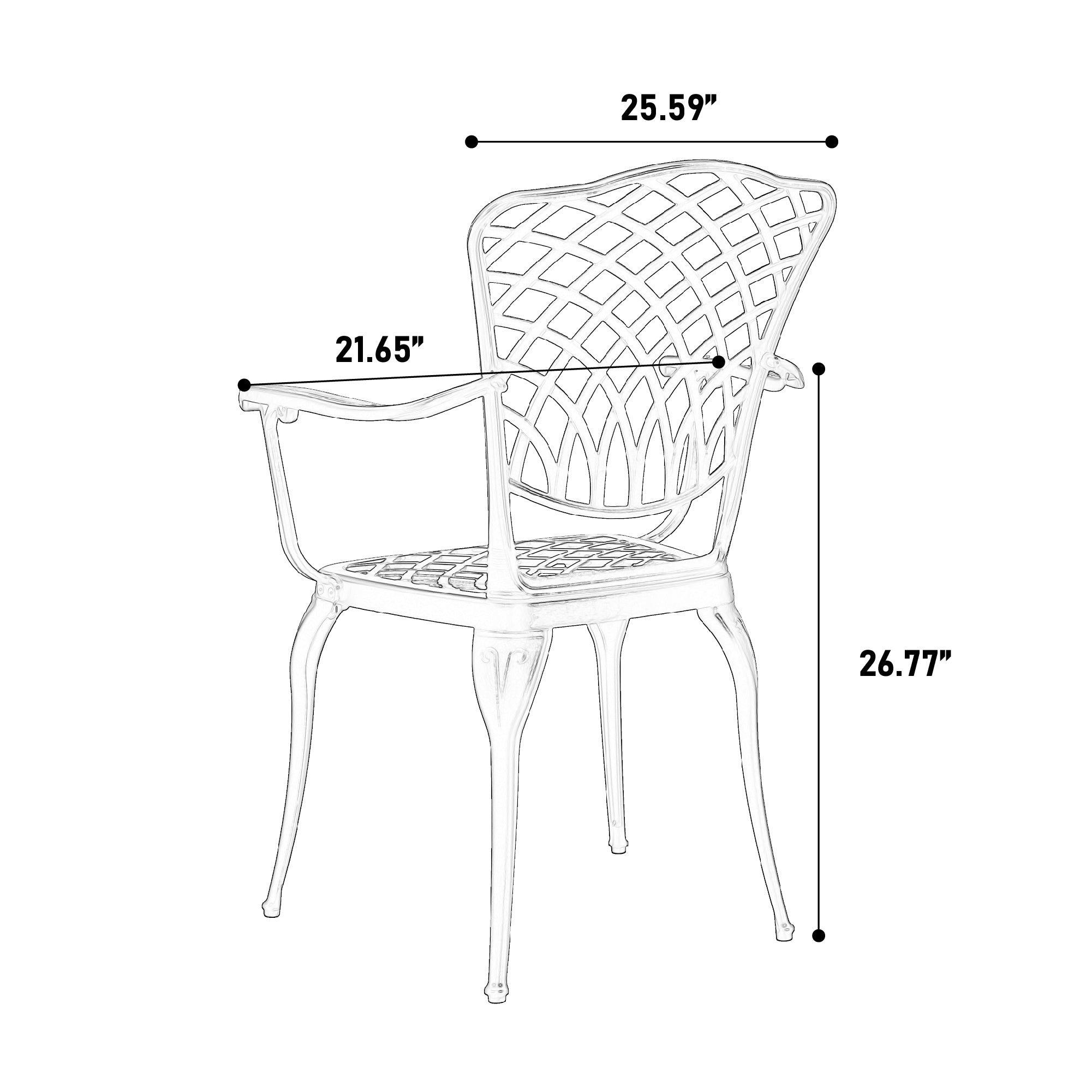 3 Piece Patio Bistro Set Cast Aluminum Bistro Table and Chairs Set of 2 with Umbrella Hole,All Weather Metal Bistro Table Set,Outdoor Patio Furniture Set for Garden Black