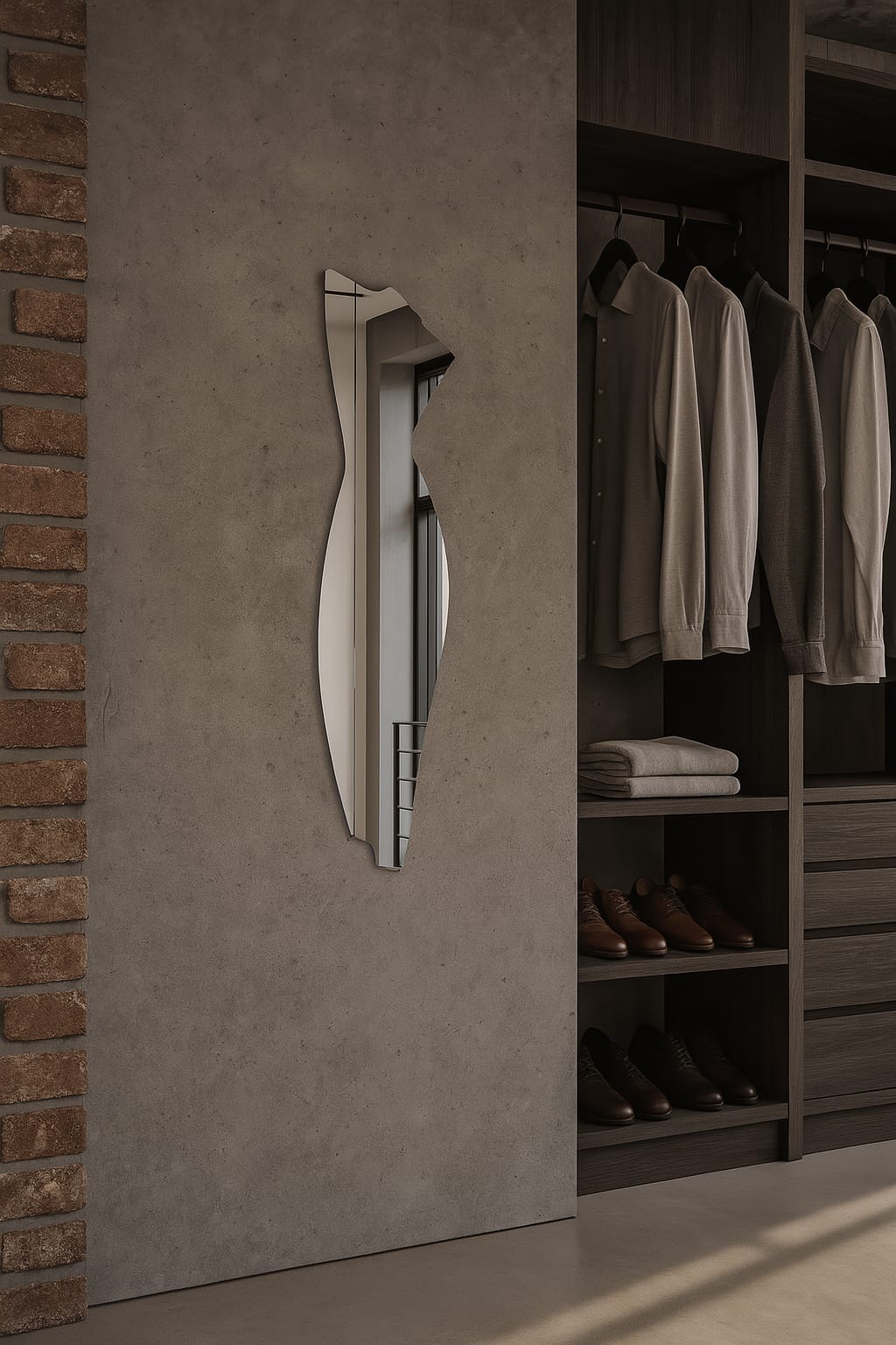 Modern Full Length Irregular Wall Mirror – Abstract Frameless Floor Mirror, Handmade Custom Shape Entryway & Bedroom Mirror