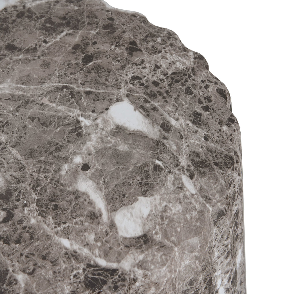 Outdoor Cleme Carved Side Table, Brown