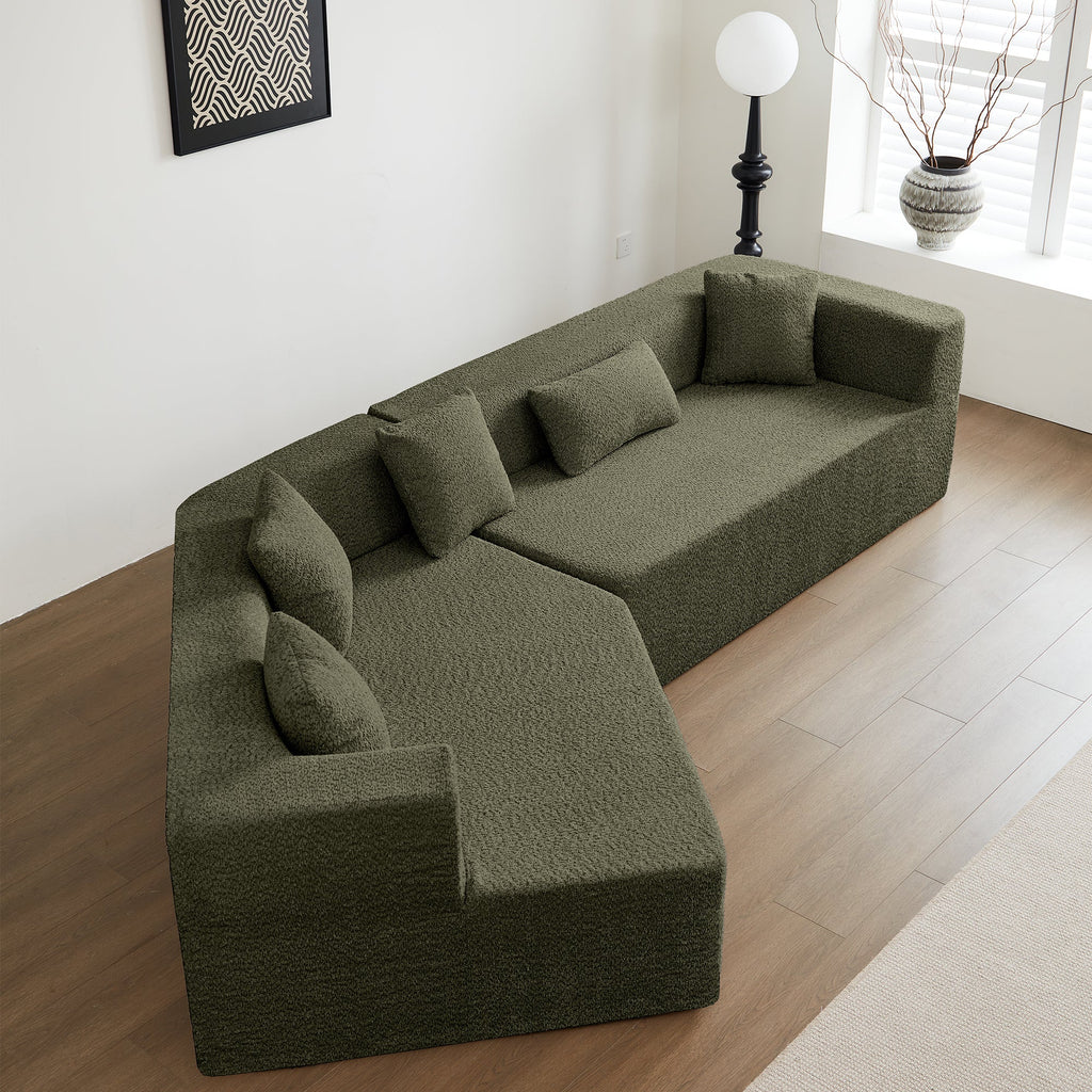 127.5'' Modern Minimalist Sectional Cloud Couch With Deep Seat,No Assembly Required