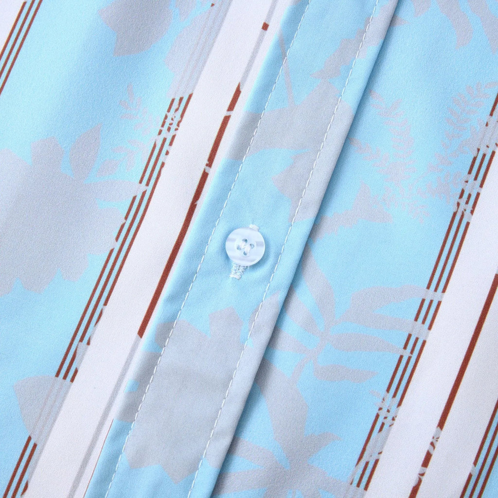 Casual Striped Short Sleeve Button-Up Shirt