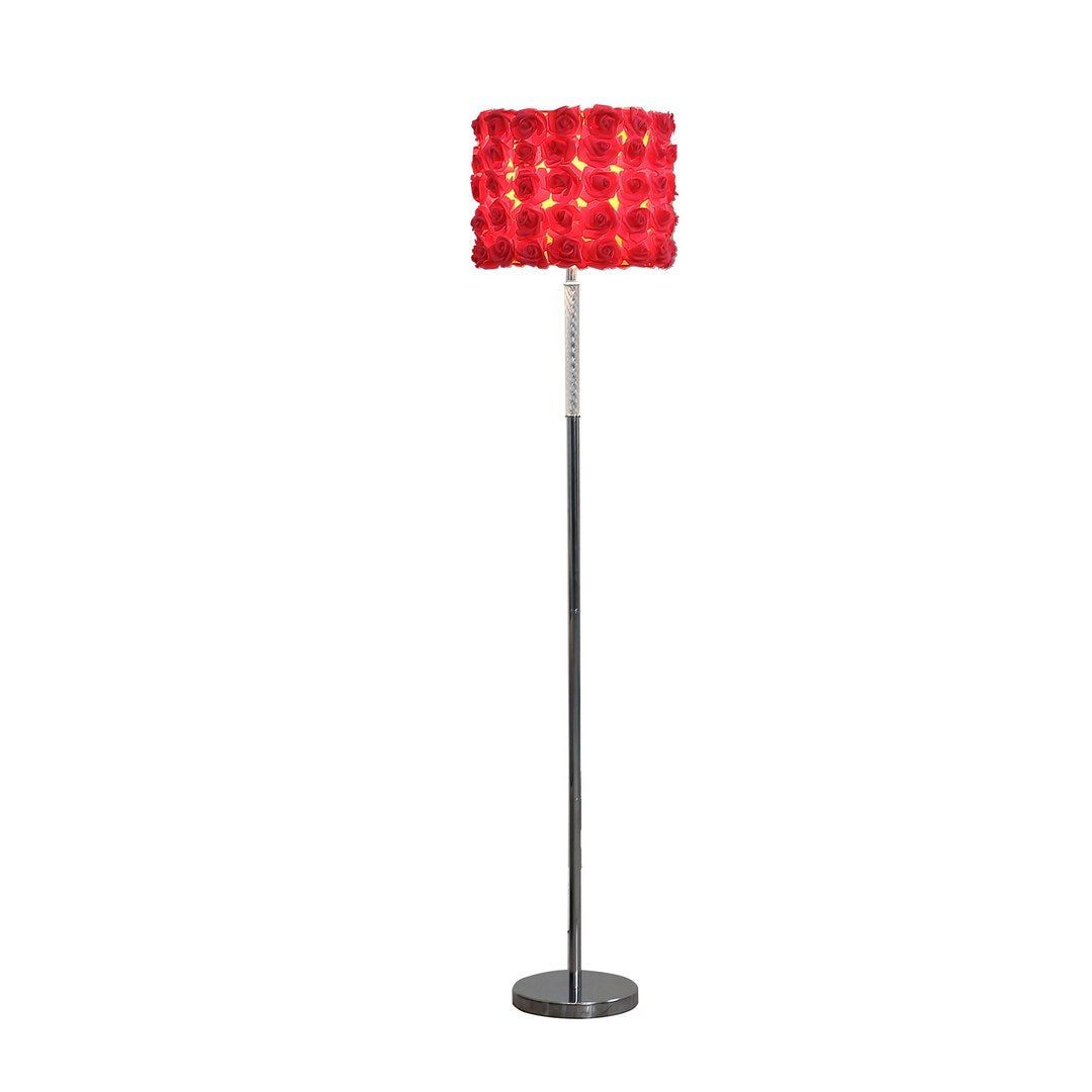 63'In Red Roses In Bloom Acrylic/Metal Floor Lamp
