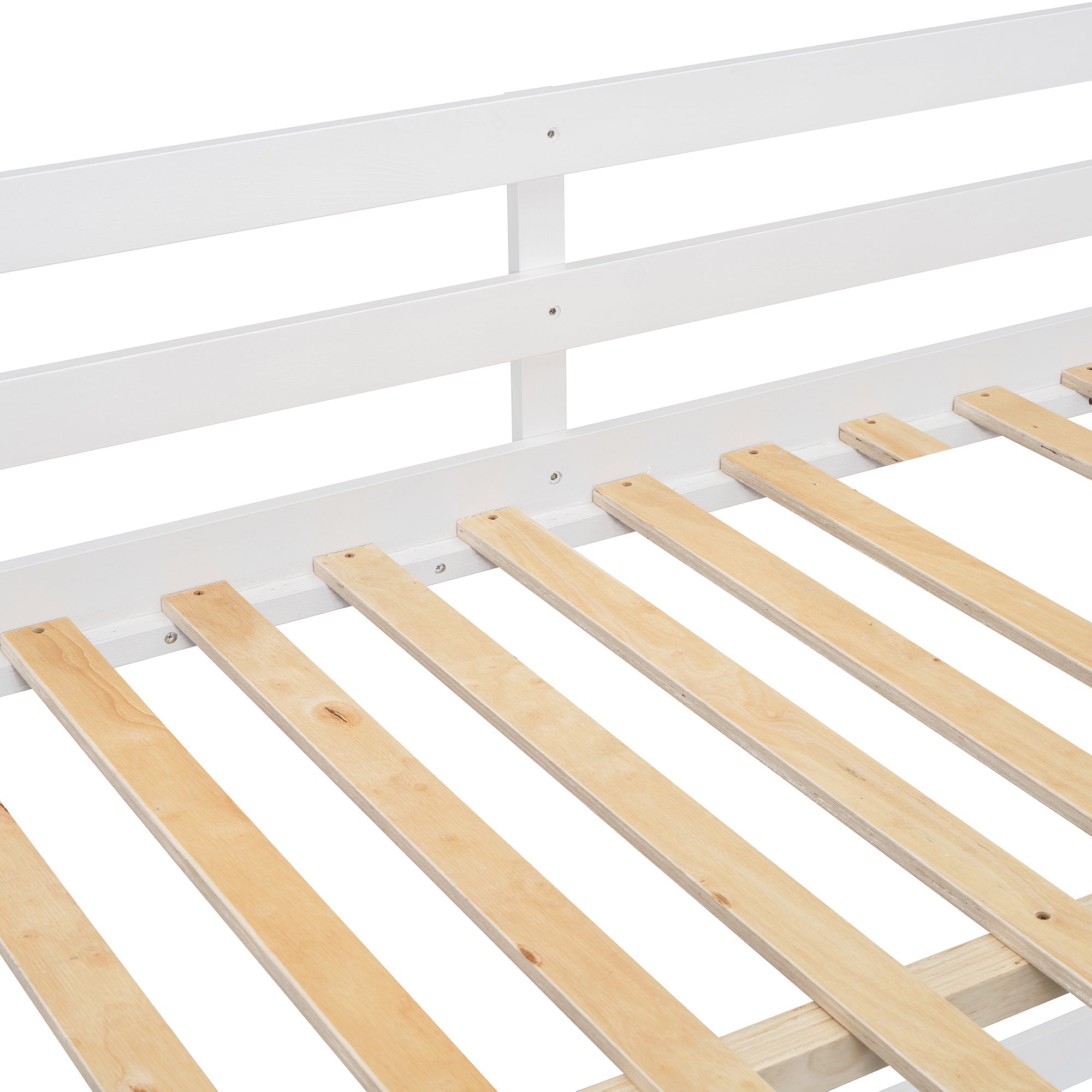 Elegant White Full Over Full Bunk Bed with Storage and Shelves - Solid Wood and Durable Design