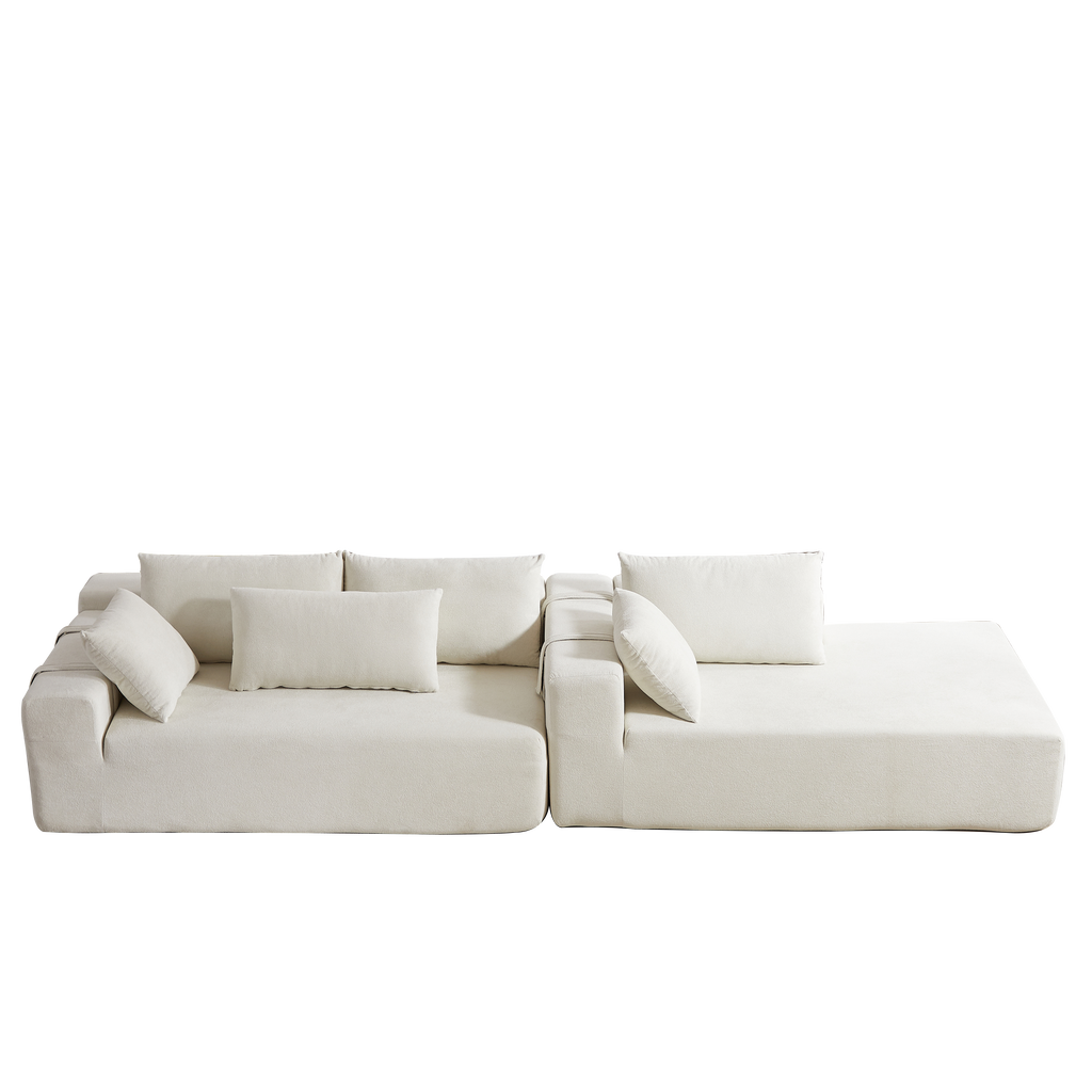 Modern Chenille Upholstered Sectional Sofa Couch Set,Modular 108' L Shaped Sectional Living Room Sofa Set With 6 Pillows,Free Combination Sofa Couch for Living Room,Bedroom(Right Chaise)