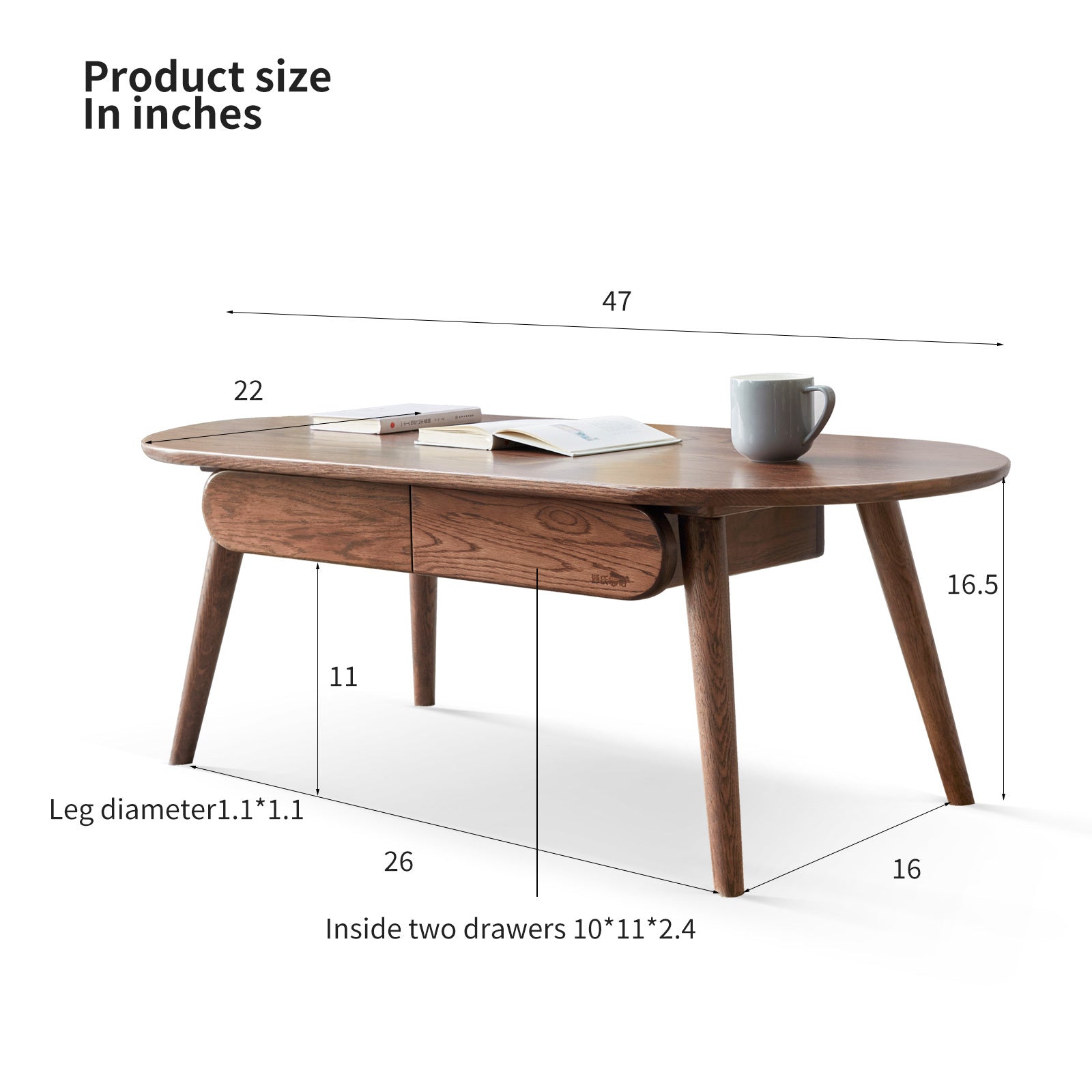 Capsule centre table Low table Table with drawers 100% solid wood Top board Desk Coffee table W 120 x D 52 x H 46 cm Study table Work from home Easy to assemble Natural wood Natural writing desk