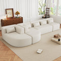 144' Upholstered Sofa Free-combined Sofa Couch with Two Chaise Lounge and Five Back Pillows for Living Room(Old SKU: N719S001600A), Beige