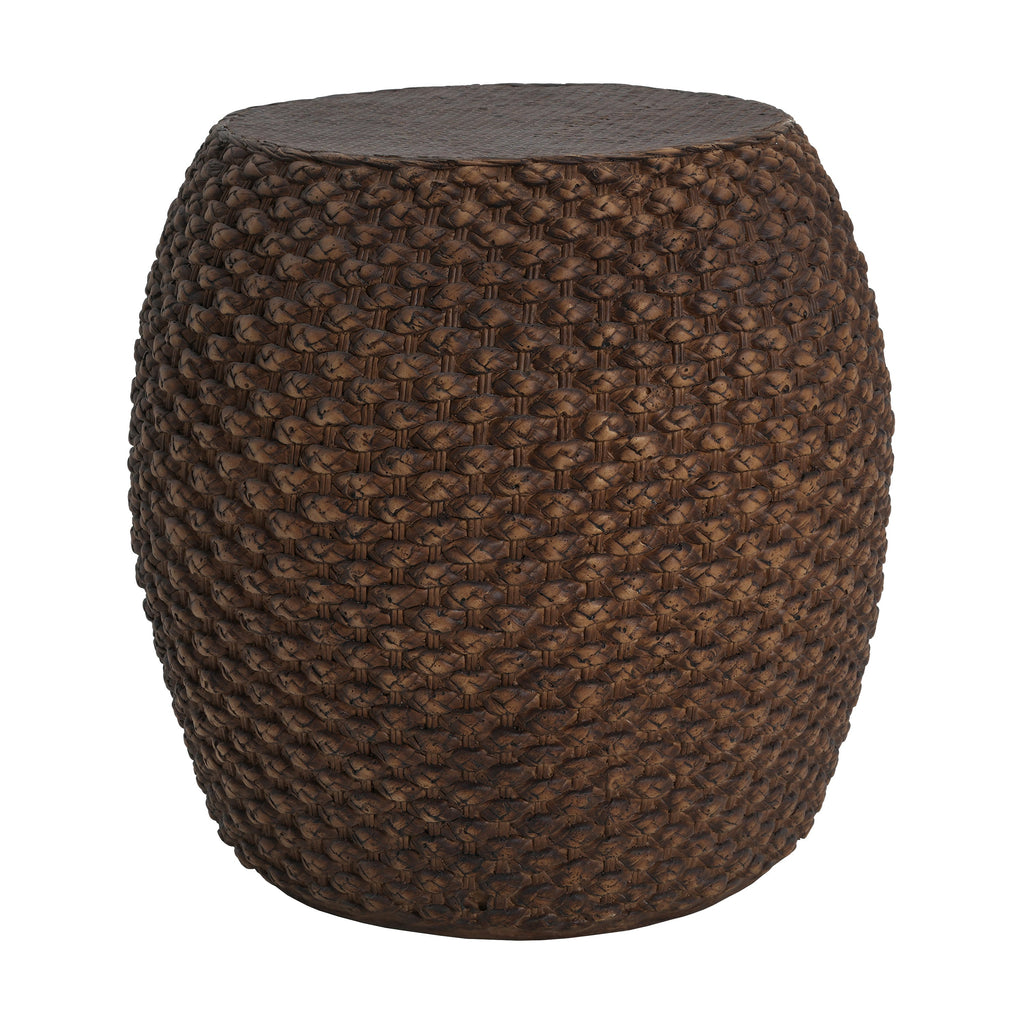 Faux Rattan Side Table for Both Indoor and Outdoor Use, Handmade MgO, Brown