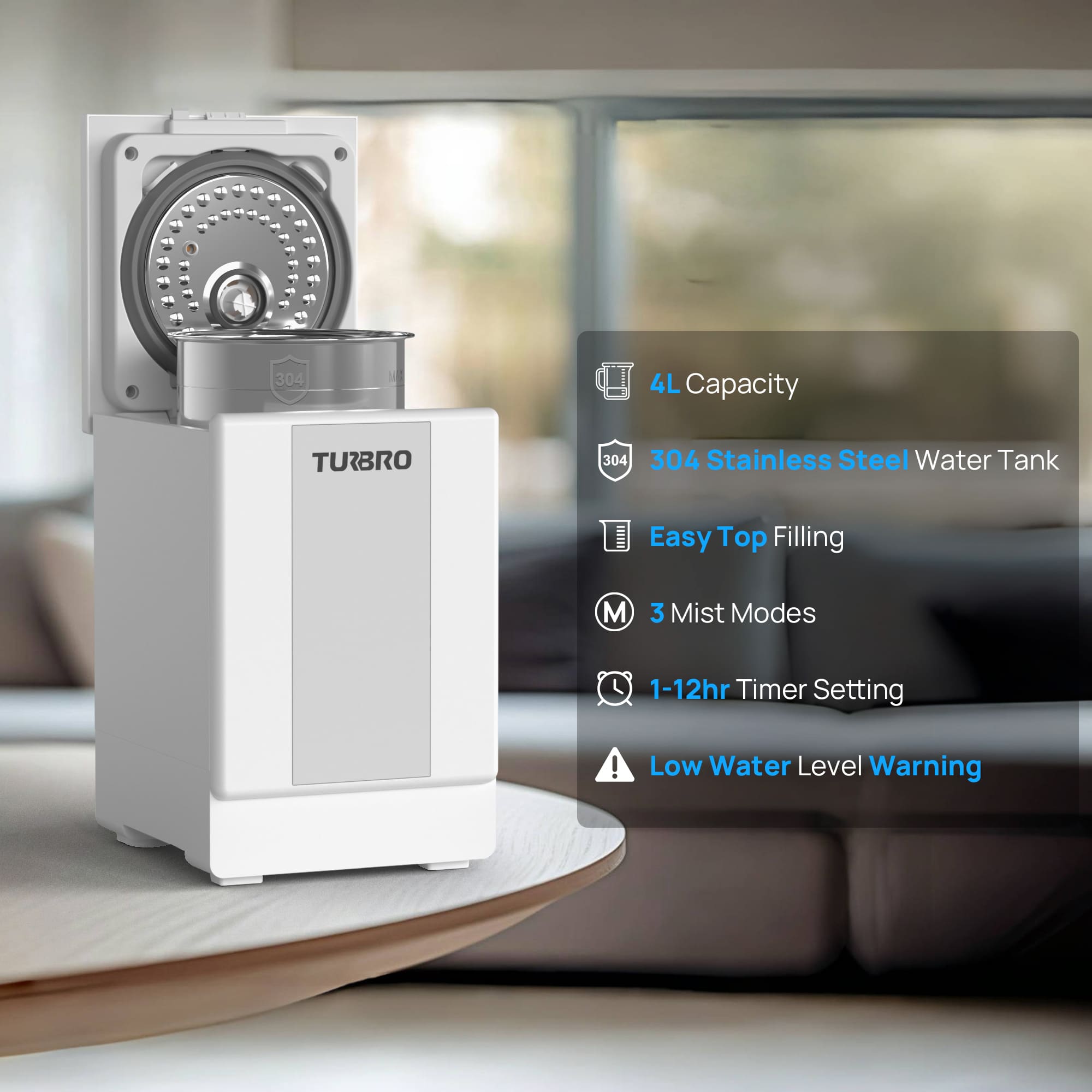 Greenland GLS04 Steam Warm Mist Humidifier, Stainless Steel 4L (1 Gal)