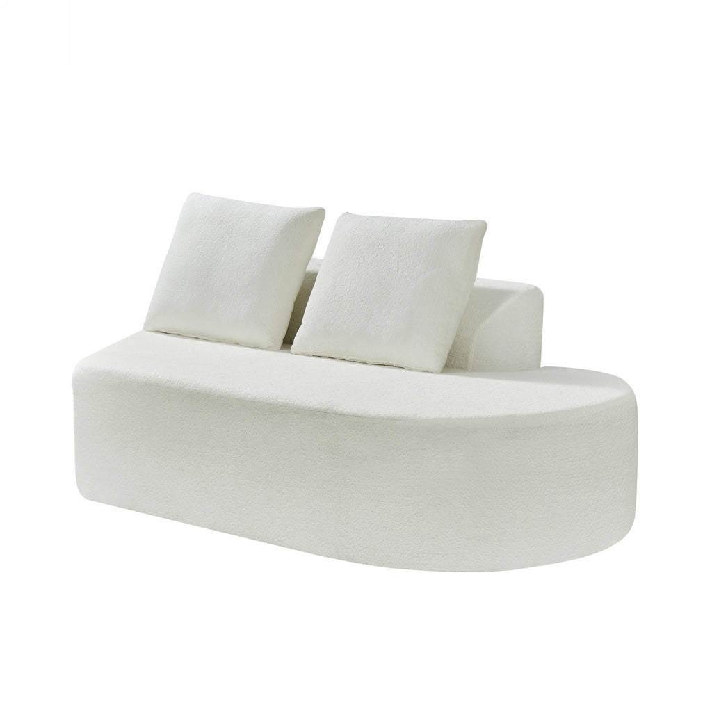 116' Modern Curved Sectional Sofa with High-Density Fully Compressed Sponge and Chaise Lounge, Pearl Upholstery, 2-Piece Set, Fully Assembled Right Hand Facing, Perfect for Living Room, Lounge