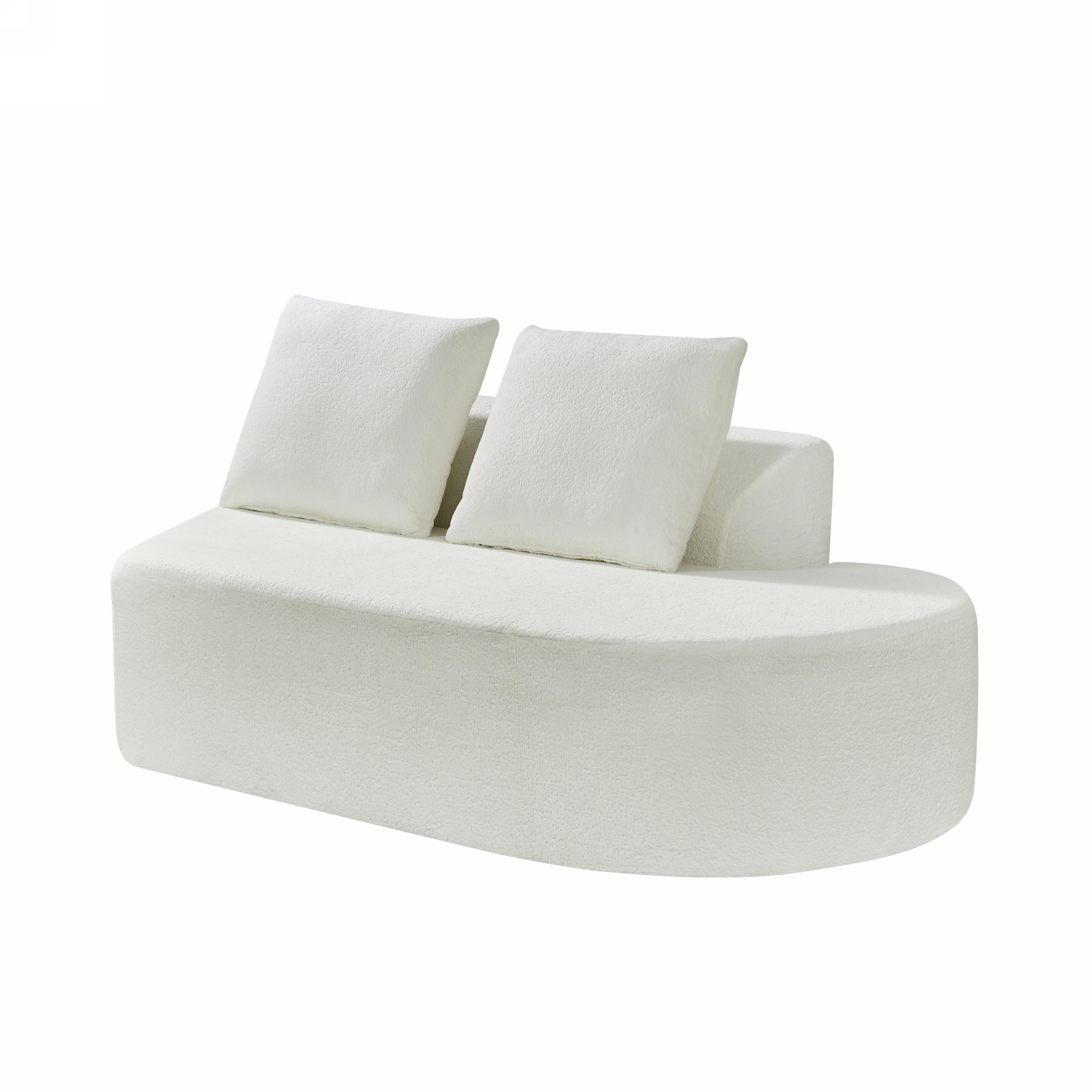 116' Modern Curved Sectional Sofa with High-Density Fully Compressed Sponge and Chaise Lounge, Pearl Upholstery, 2-Piece Set, Fully Assembled Right Hand Facing, Perfect for Living Room, Lounge