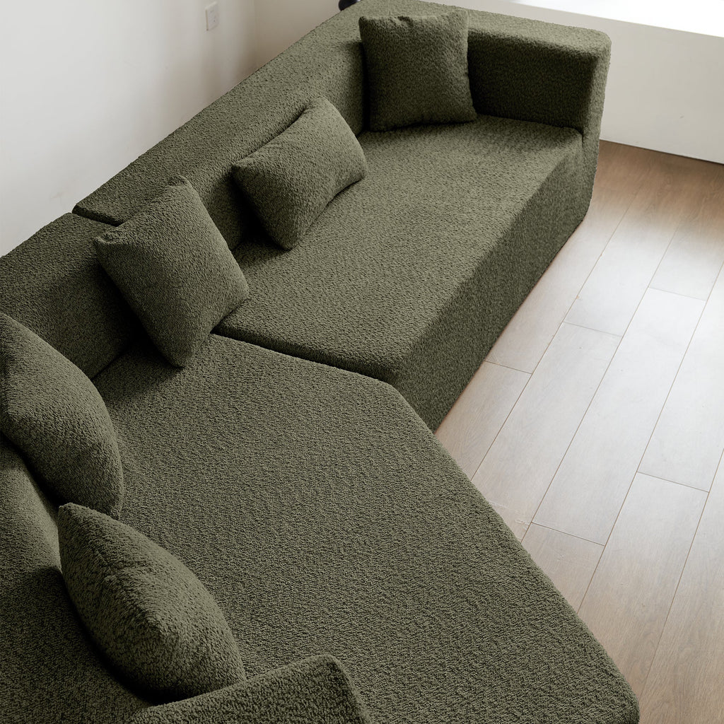 127.5'' Modern Minimalist Sectional Cloud Couch With Deep Seat,No Assembly Required