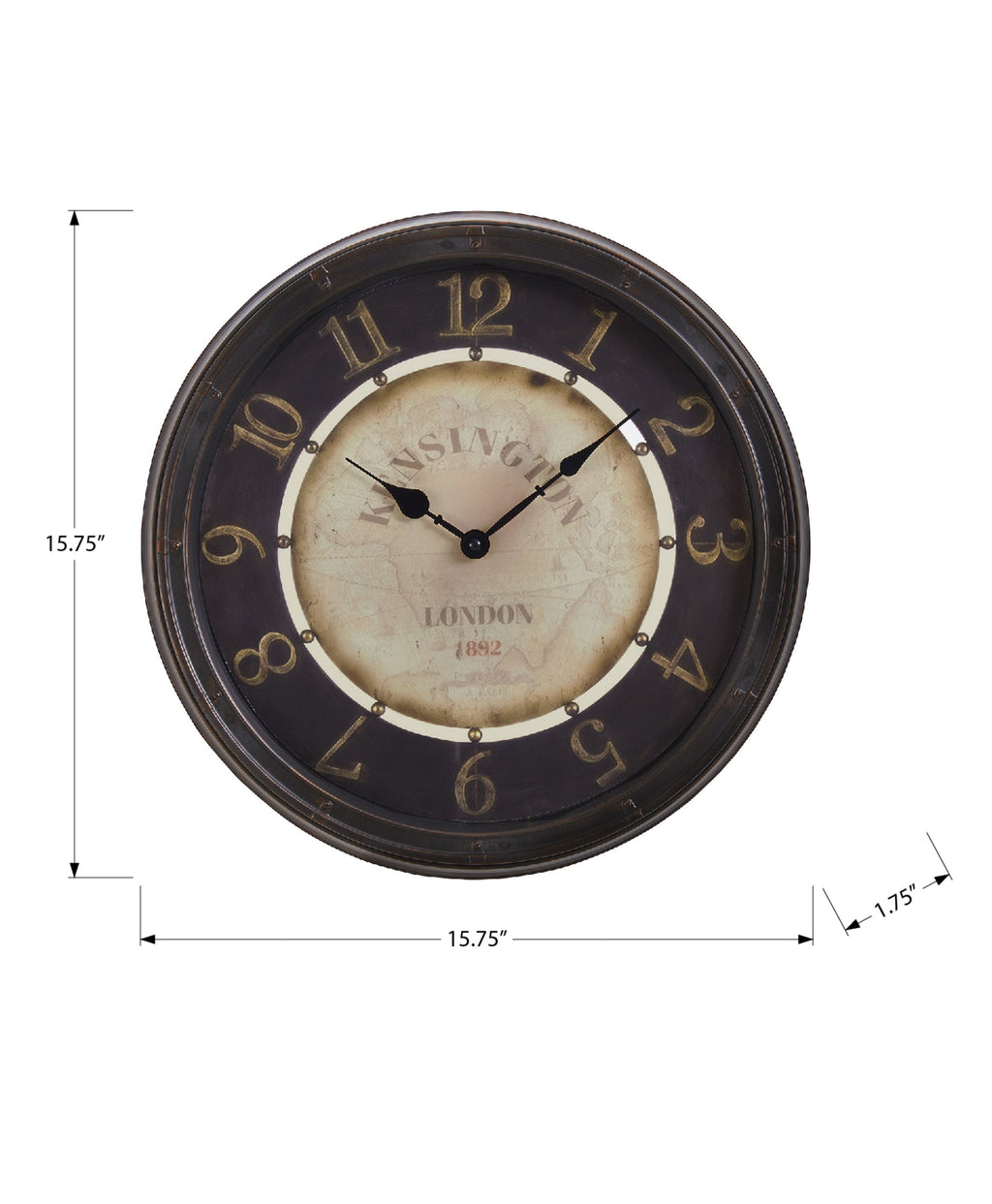 Clocks, 16' Round, Wall Clock, Antique Brown, Transitional