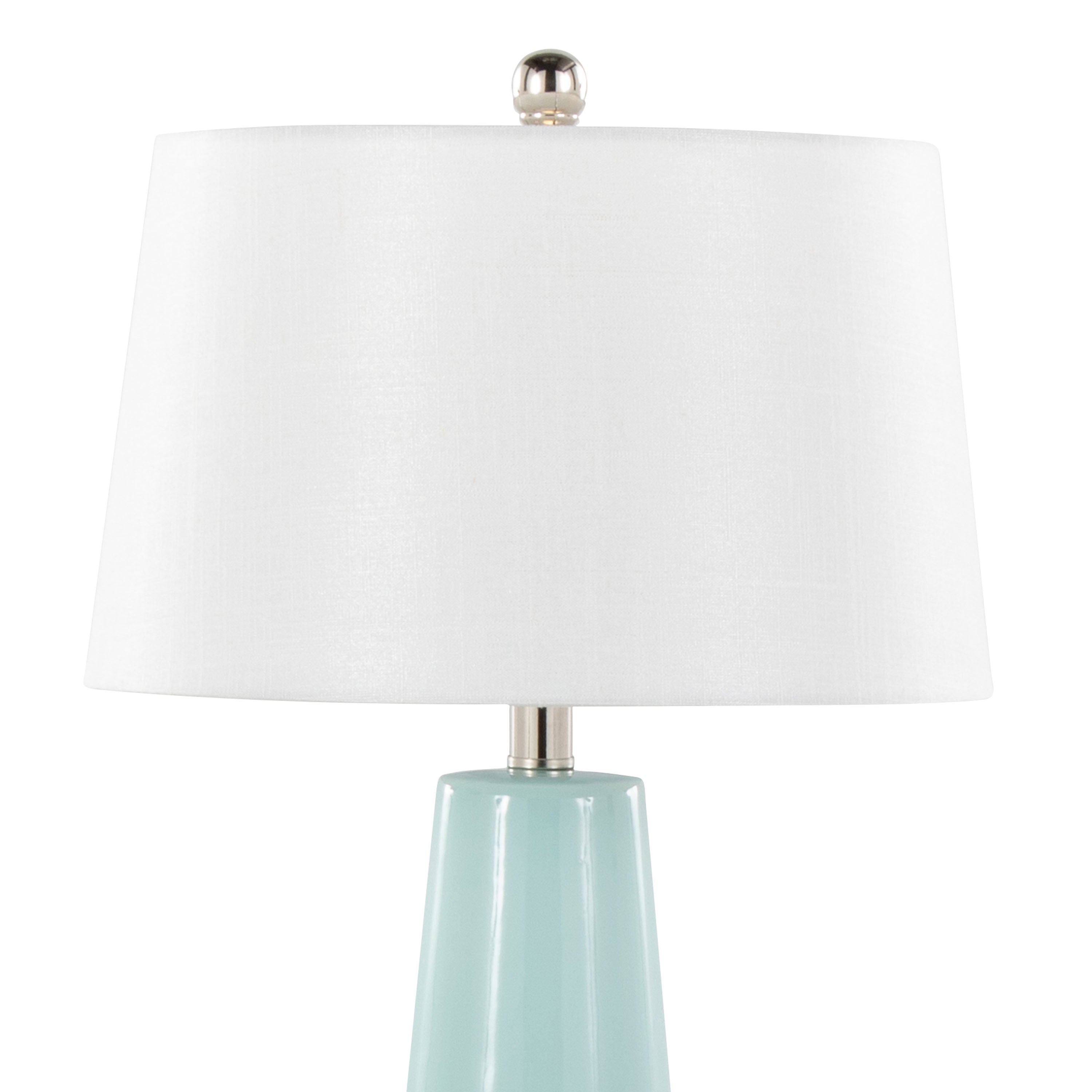 Penelope 22' Contemporary Ceramic Table Lamp with Tiffany Blue & Silver Ceramic Body and White Shade by LumiSource