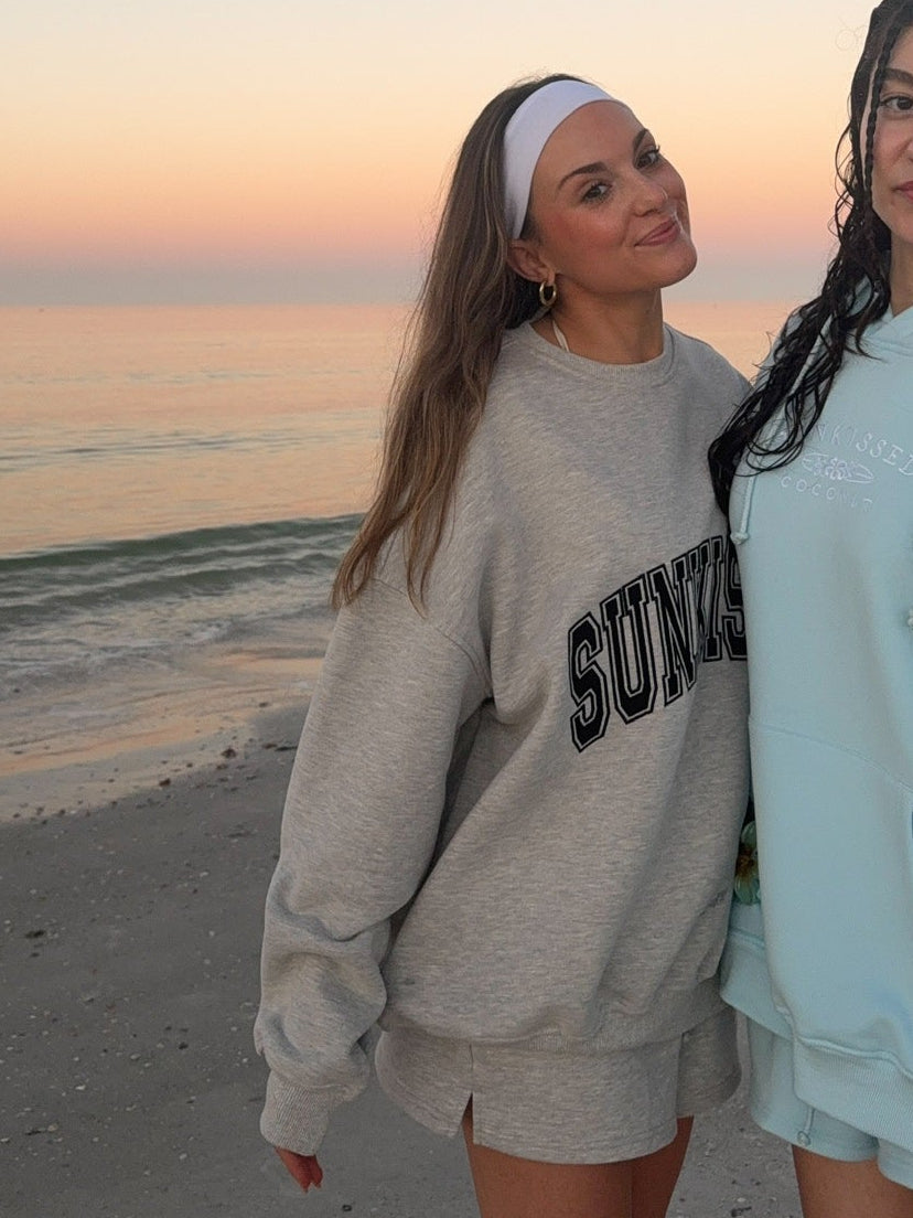 Afternoon Grey Sunkissed Varsity Embroider Sweatshirt