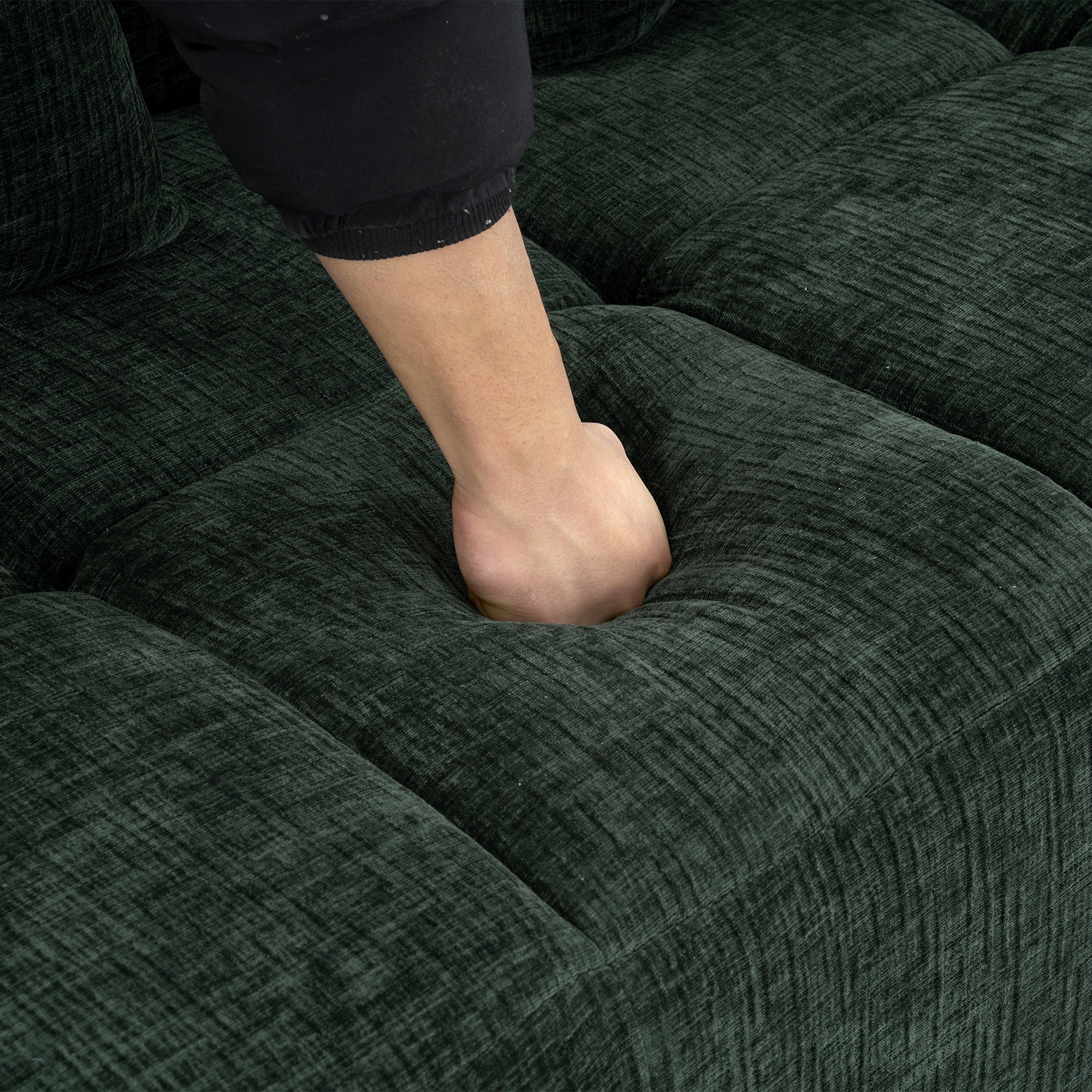 Modern Modular Sectional Sofa with Deep Seating, Green Chenille Fabric, 101.2'