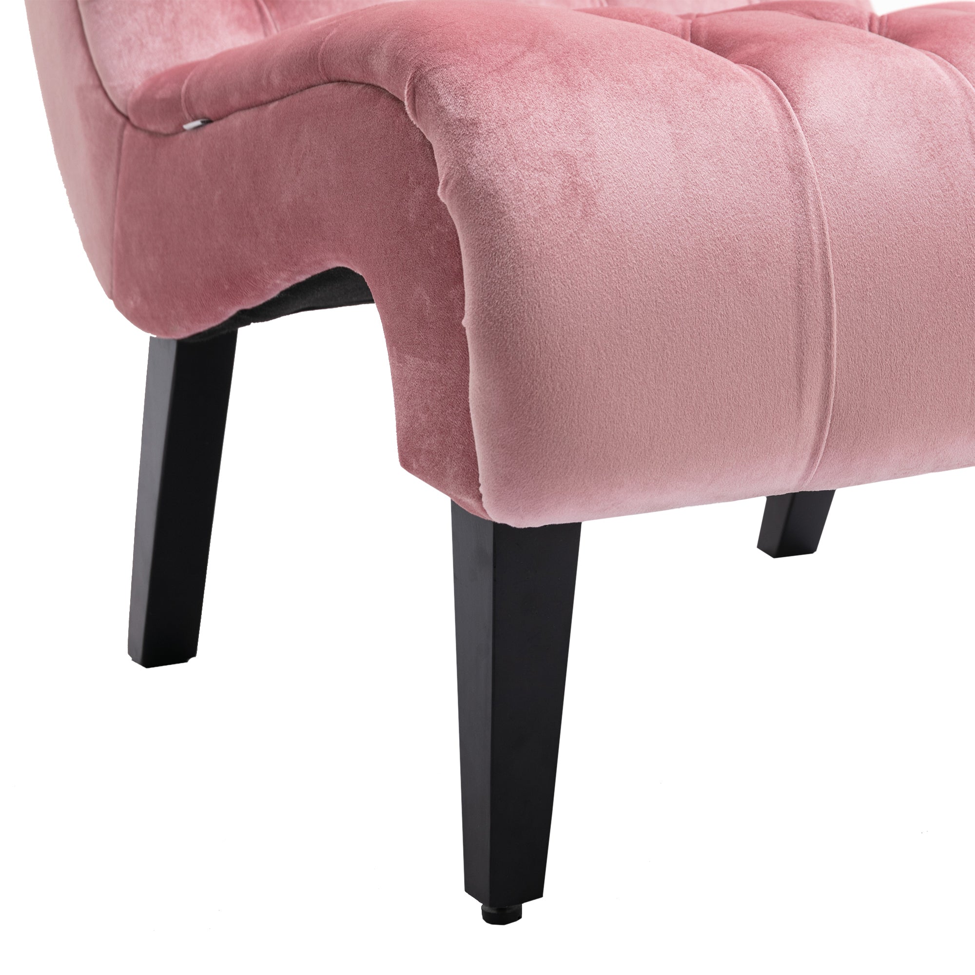 COOLMORE Modern Velvet Armless Accent Living Room Chair / Leisure Chair,Upholstered Fabric Button Comfortable Chair with Wooden Legs for Bedroom, Living Room, Office (Pink Velvet)
