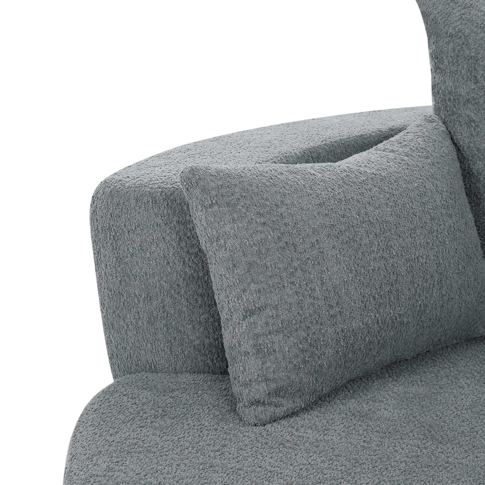 Modern Accent Swivel Barrel Chair with Removable Pillows, Grey Chenille, 56.3x56.3x35.5 in