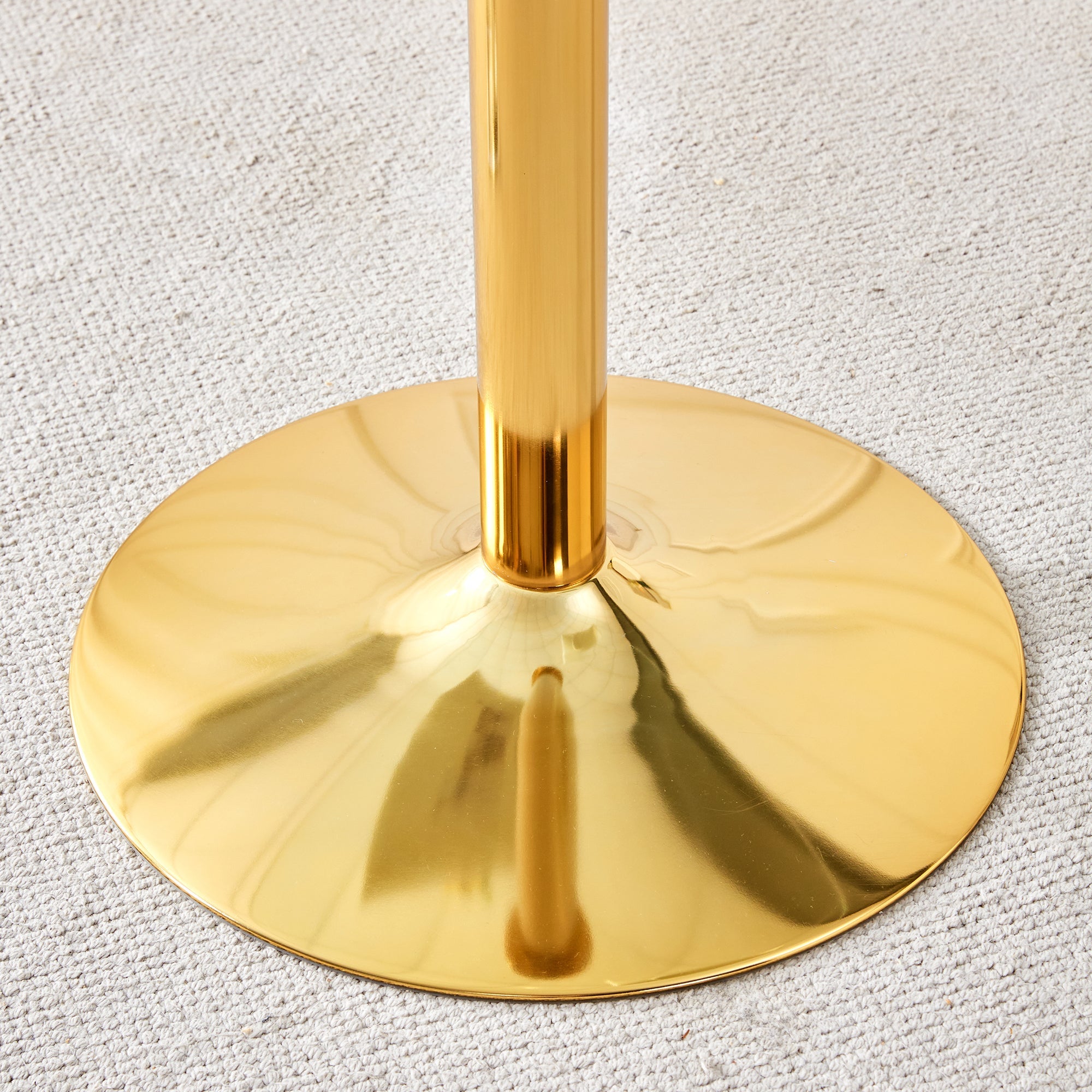 Modern Minimalist Round Dining Table with Glass Top and Gold Metal Legs, 35-Inch Diameter